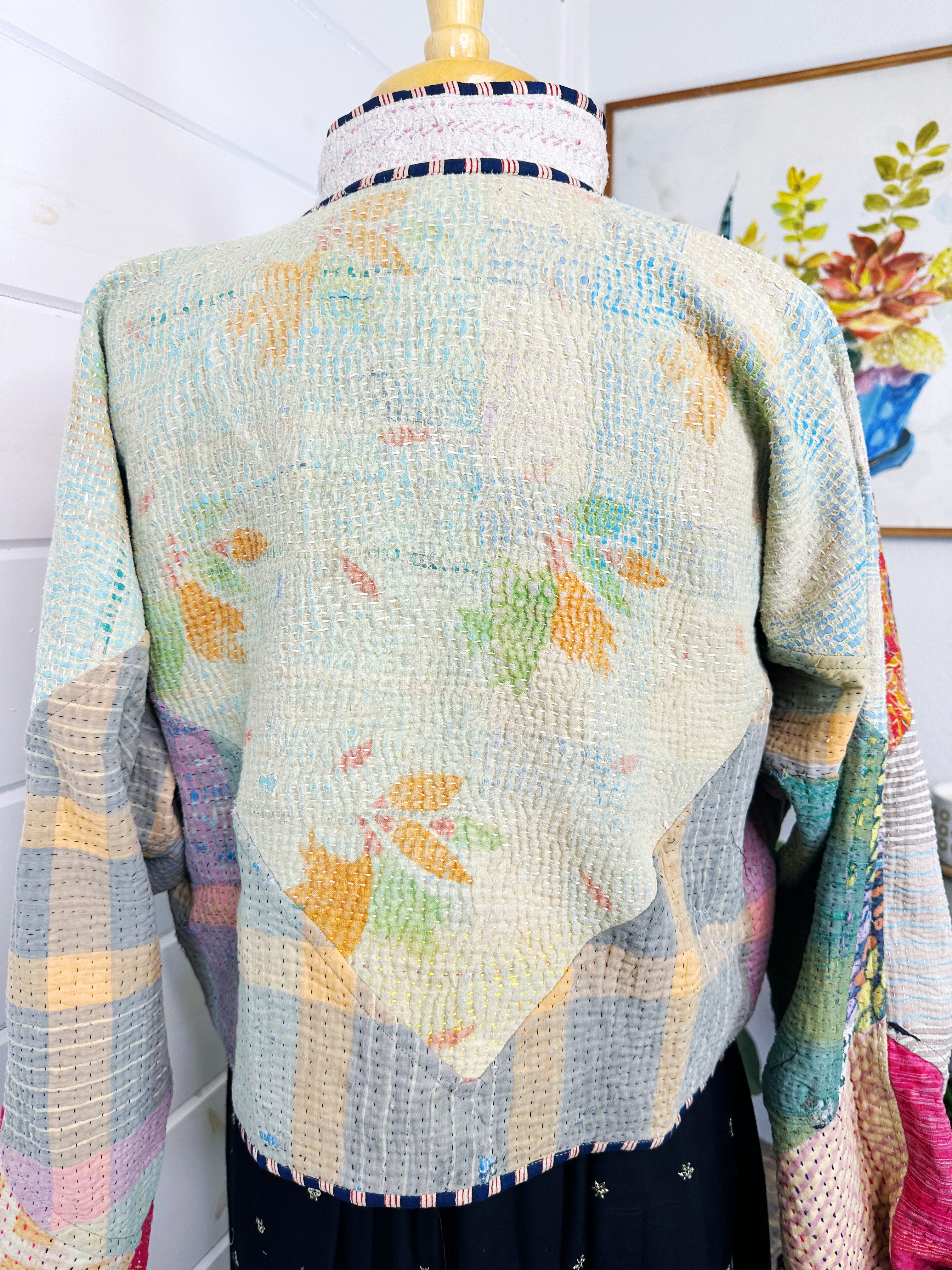 Kantha Quilted Bomber Jacket | Blanket Coat | Patchwork Coat
