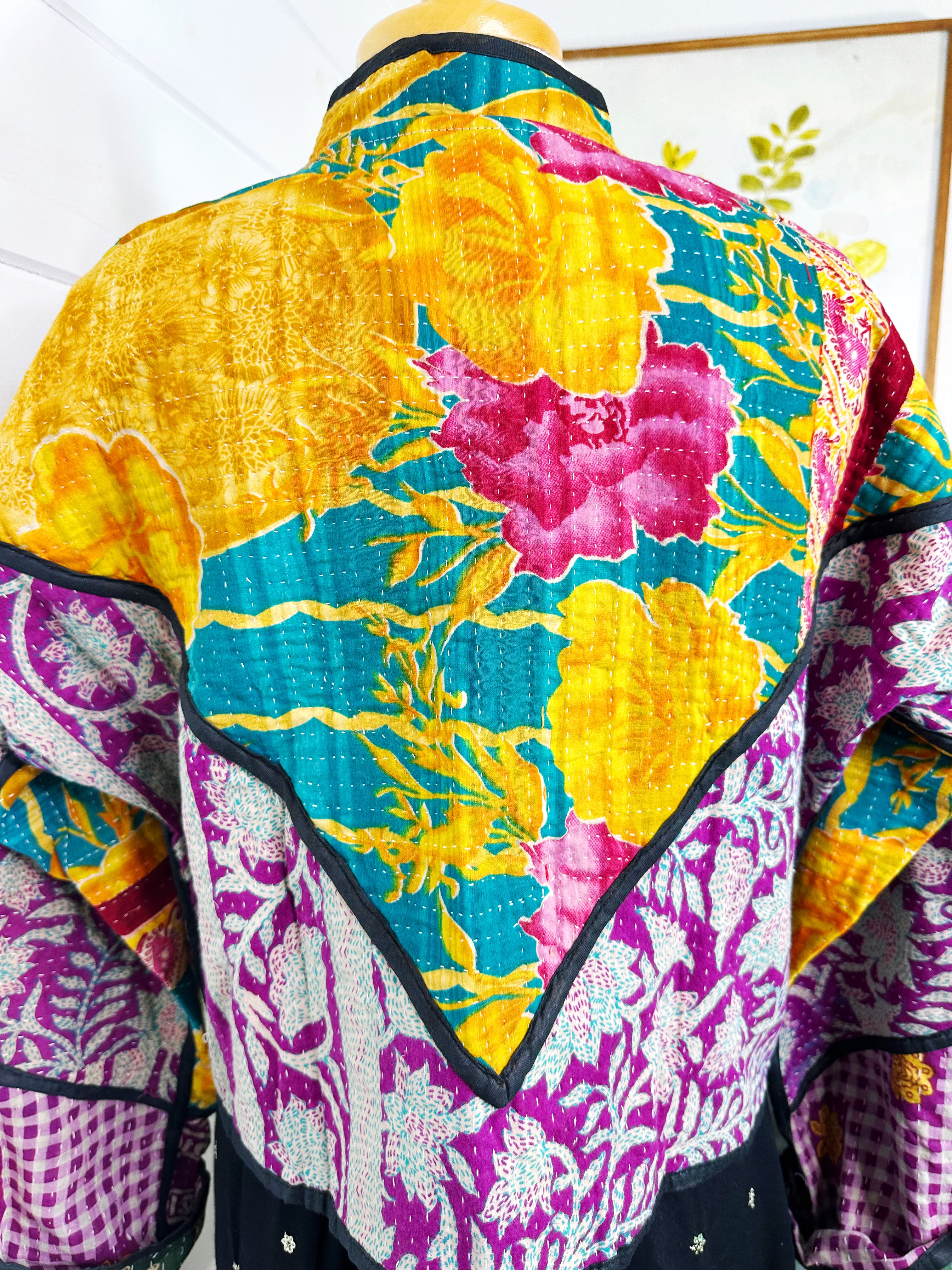 Kantha Quilted Bomber Jacket | Blanket Coat | Patchwork Coat