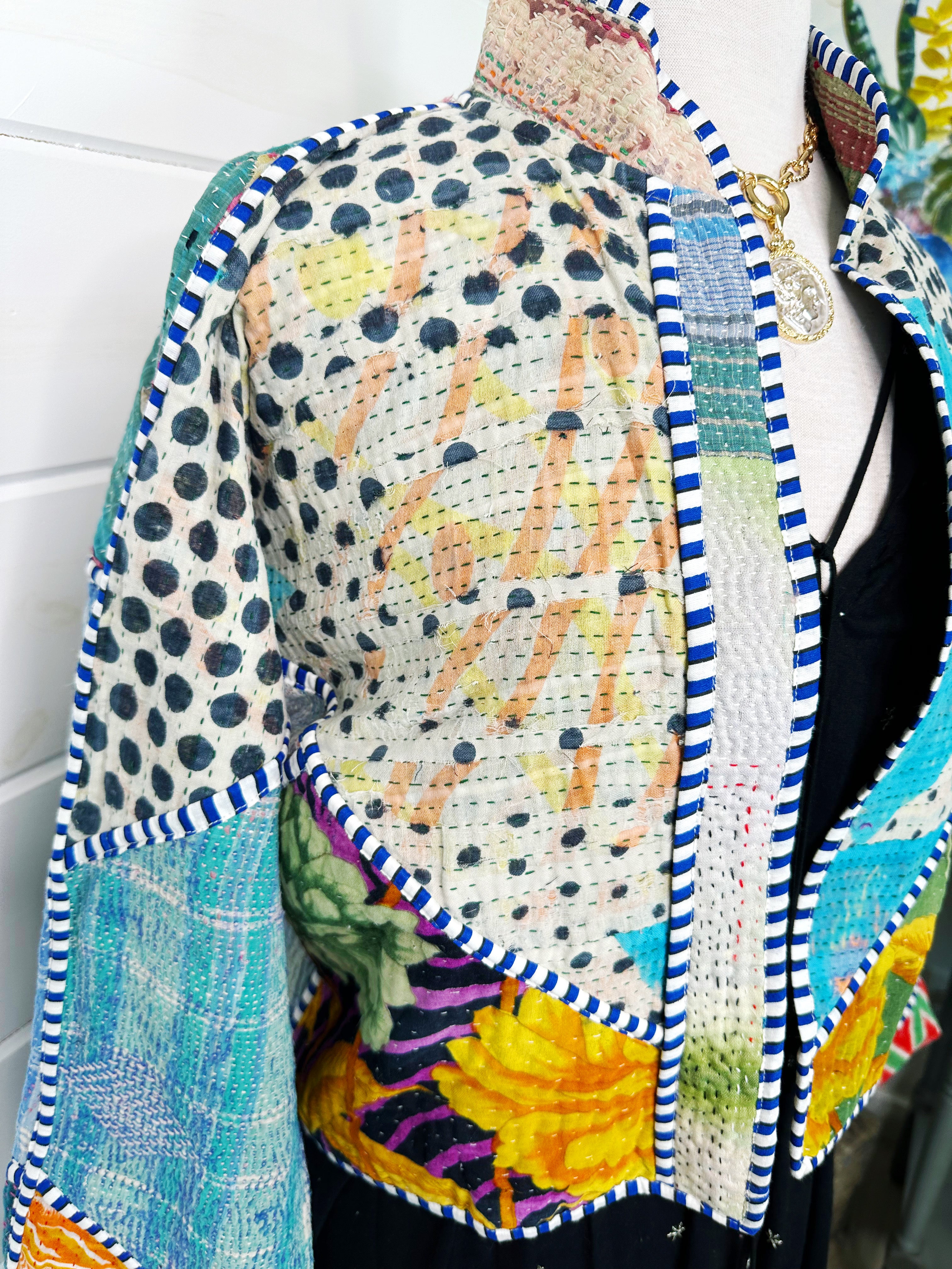Kantha Quilted Bomber Jacket | Blanket Coat | Patchwork Coat