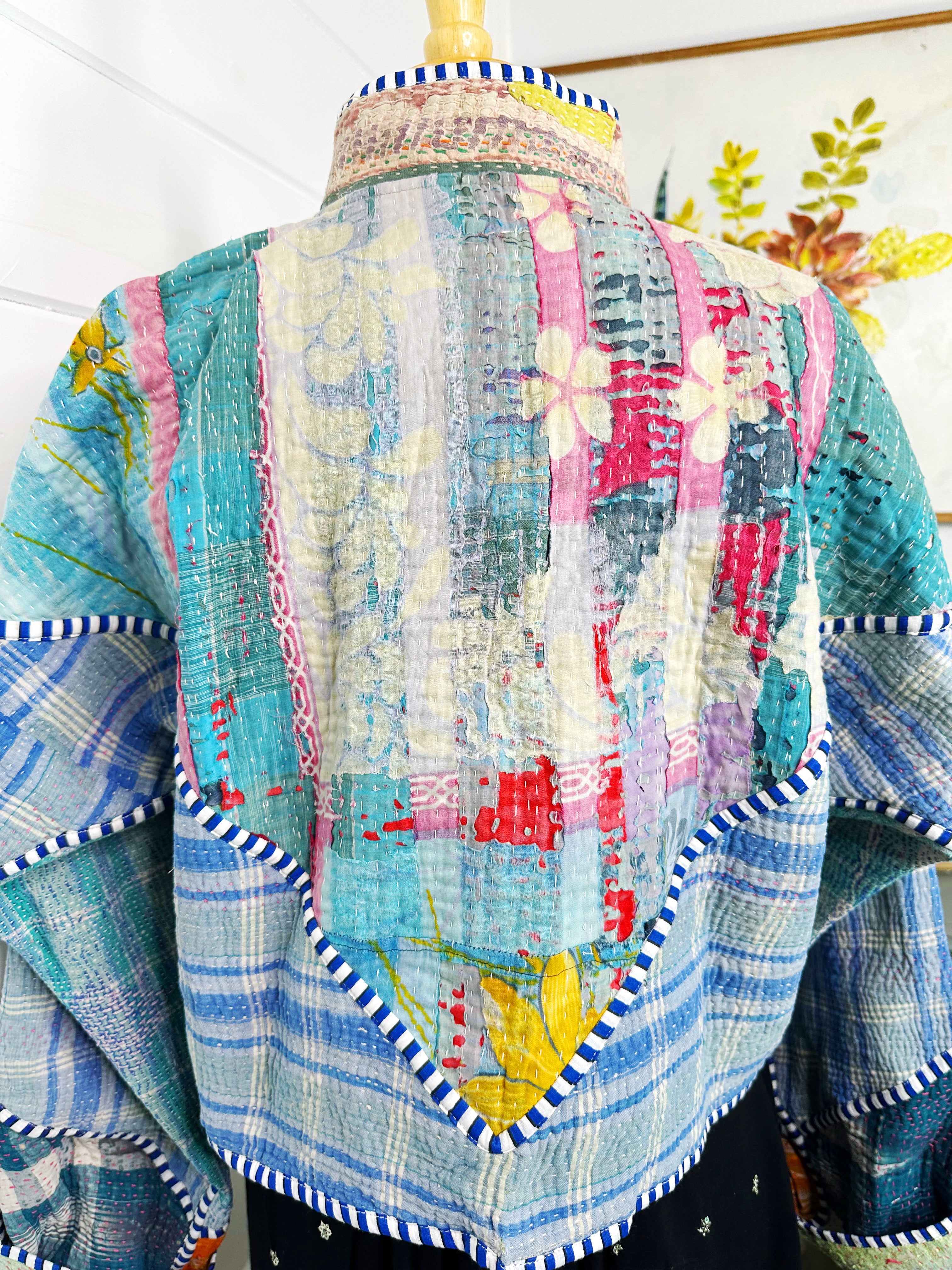 Kantha Quilted Bomber Jacket | Blanket Coat | Patchwork Coat
