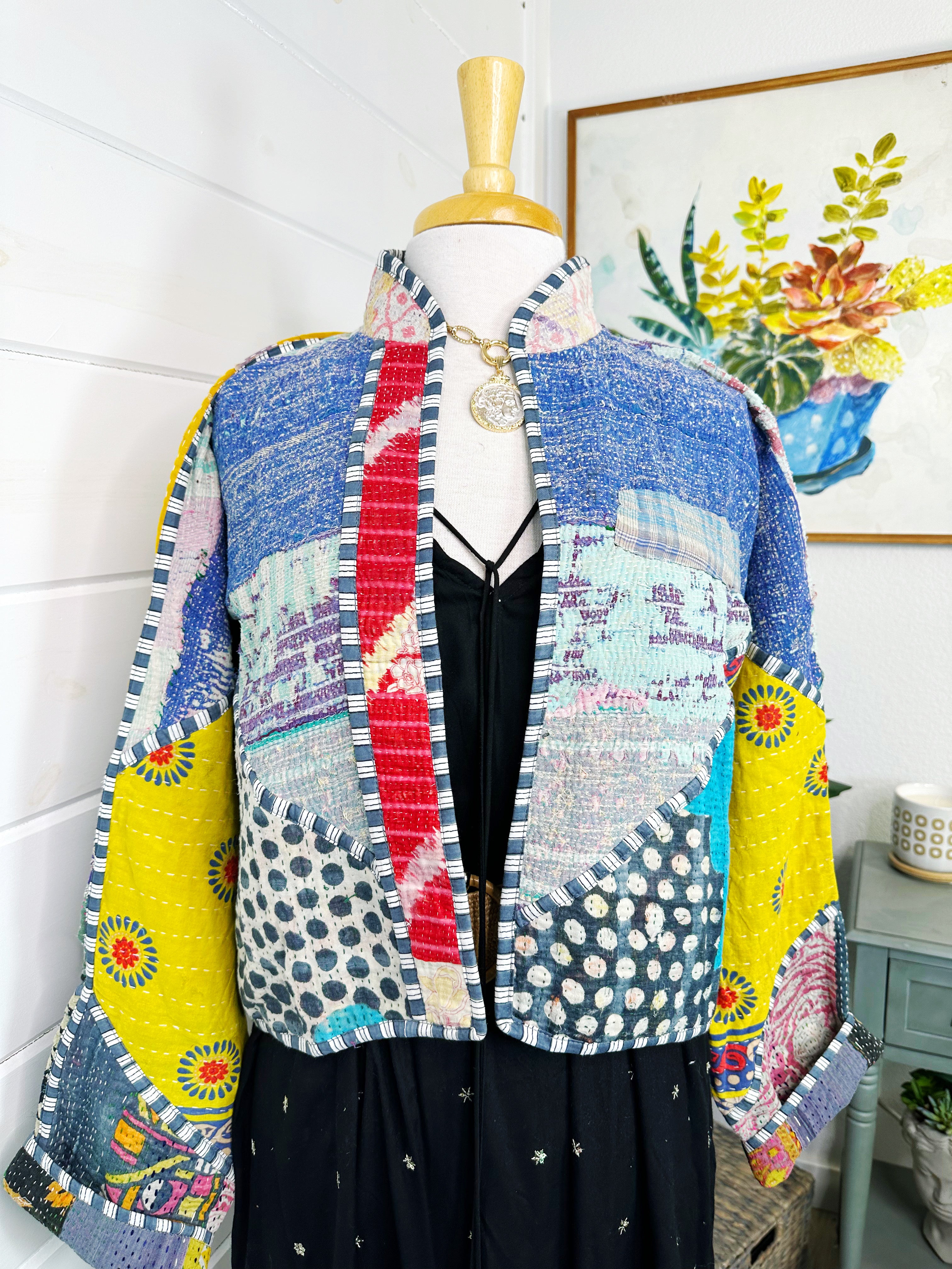Kantha Quilted Bomber Jacket | Blanket Coat | Patchwork Coat