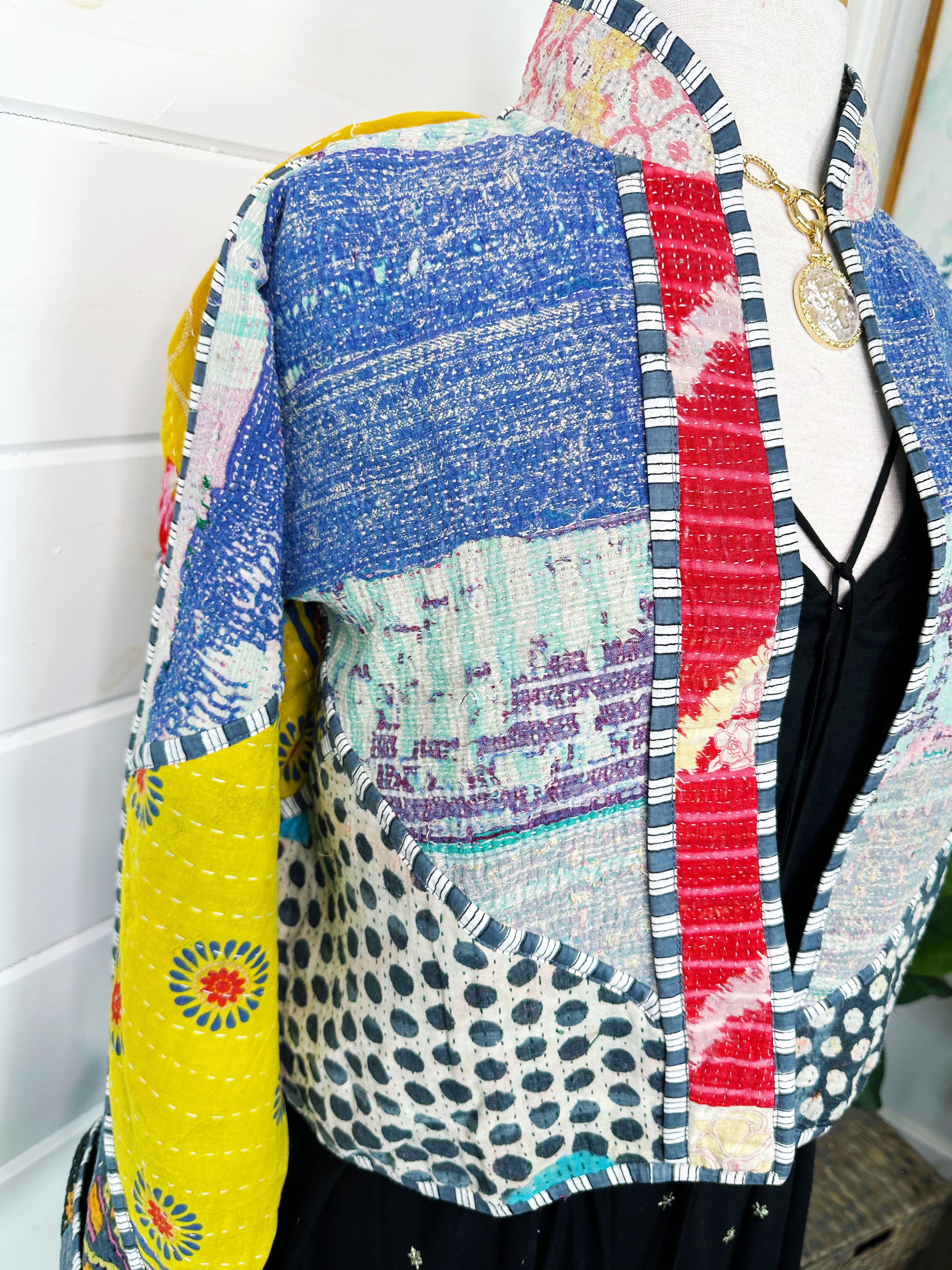 Kantha Quilted Bomber Jacket | Blanket Coat | Patchwork Coat