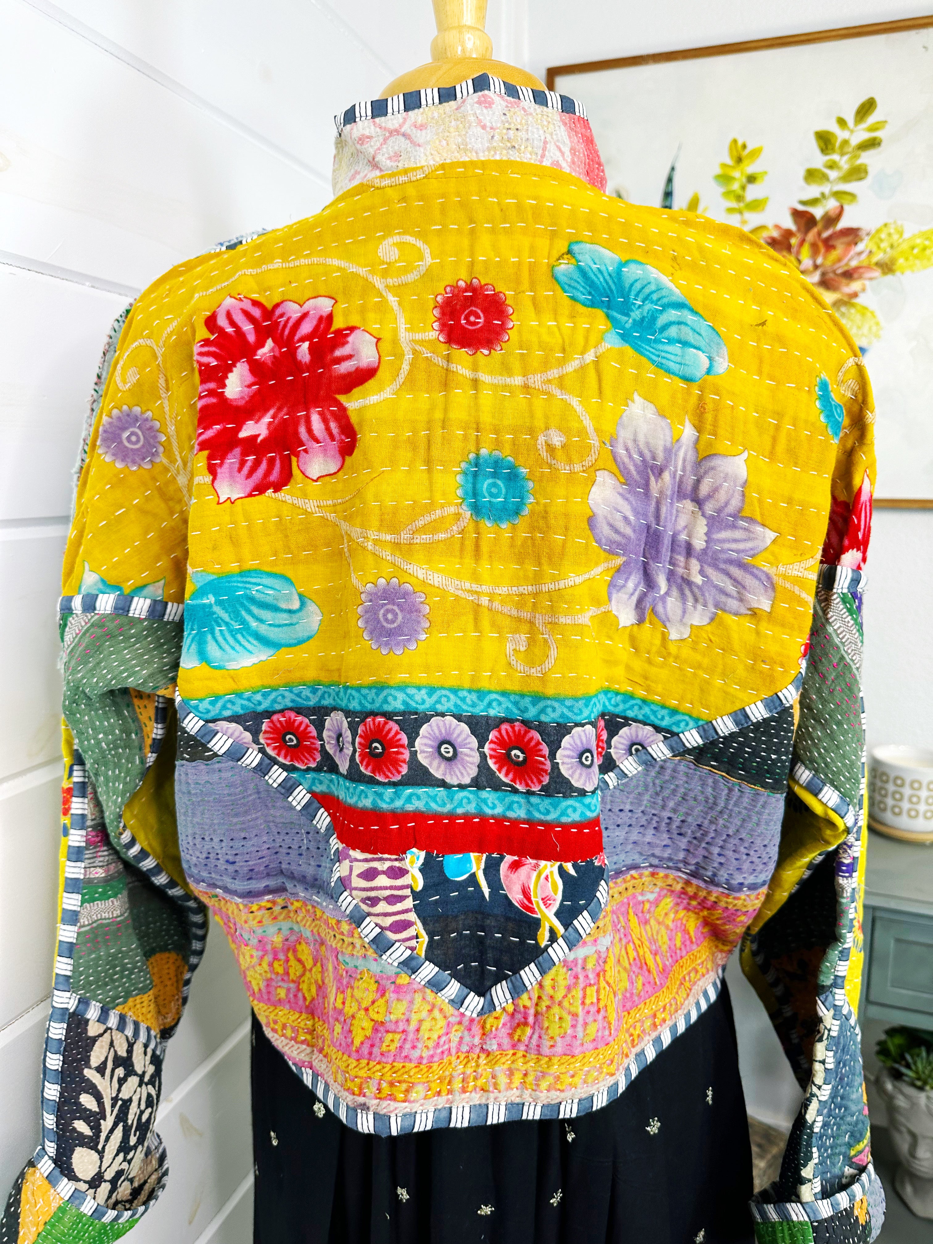 Kantha Quilted Bomber Jacket | Blanket Coat | Patchwork Coat