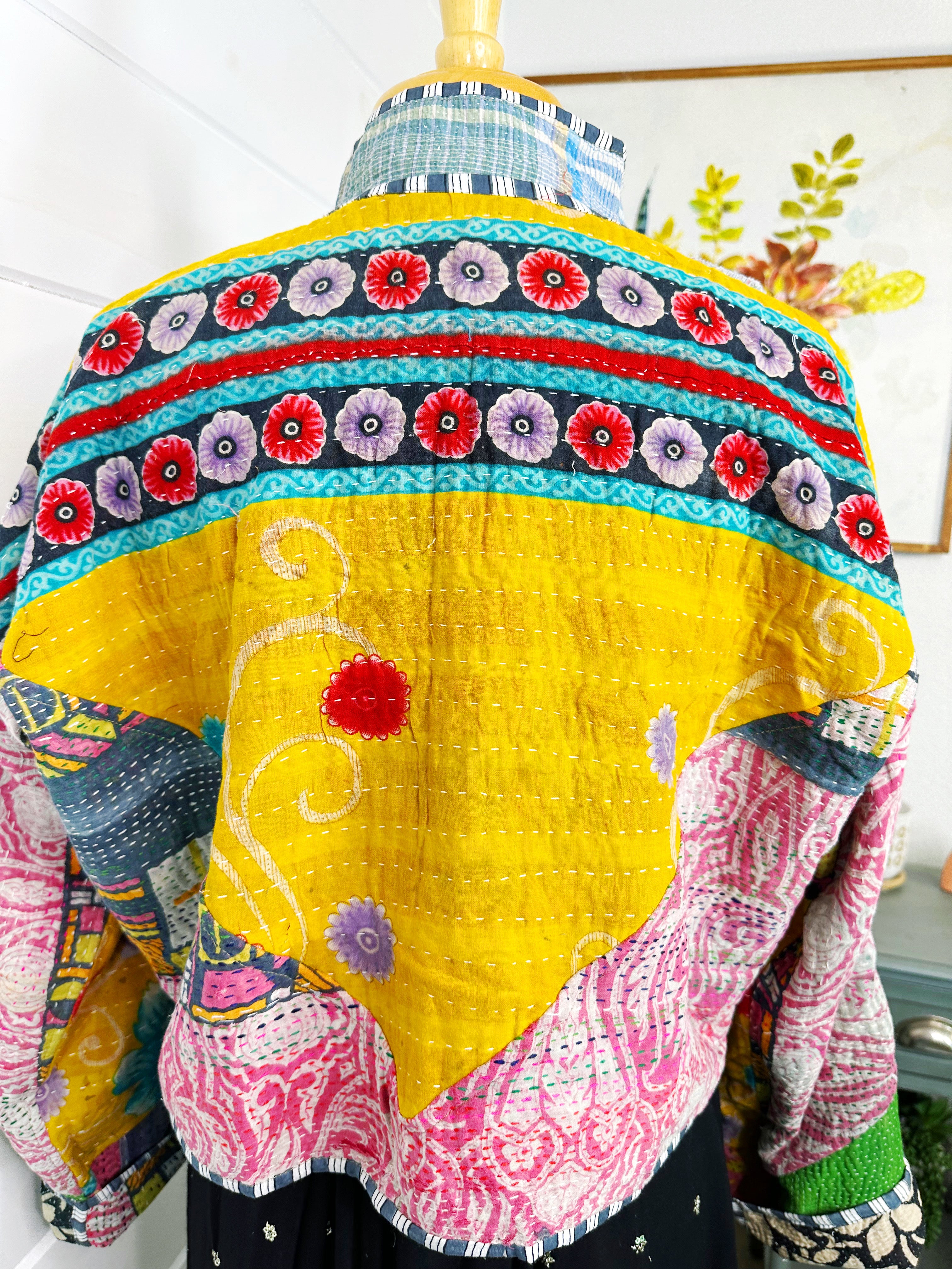 Kantha Quilted Bomber Jacket | Blanket Coat | Patchwork Coat