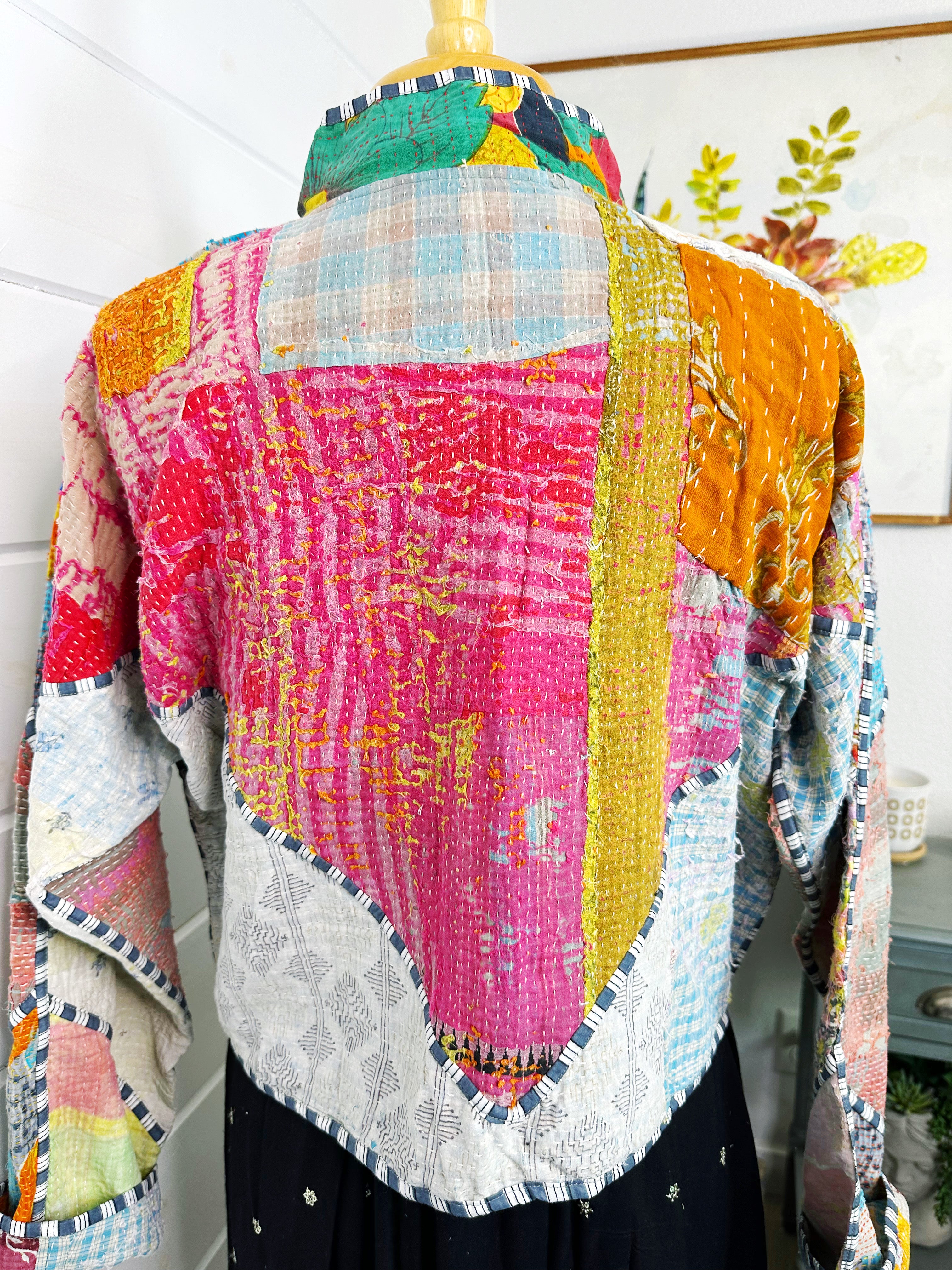Kantha Quilted Bomber Jacket | Blanket Coat | Patchwork Coat