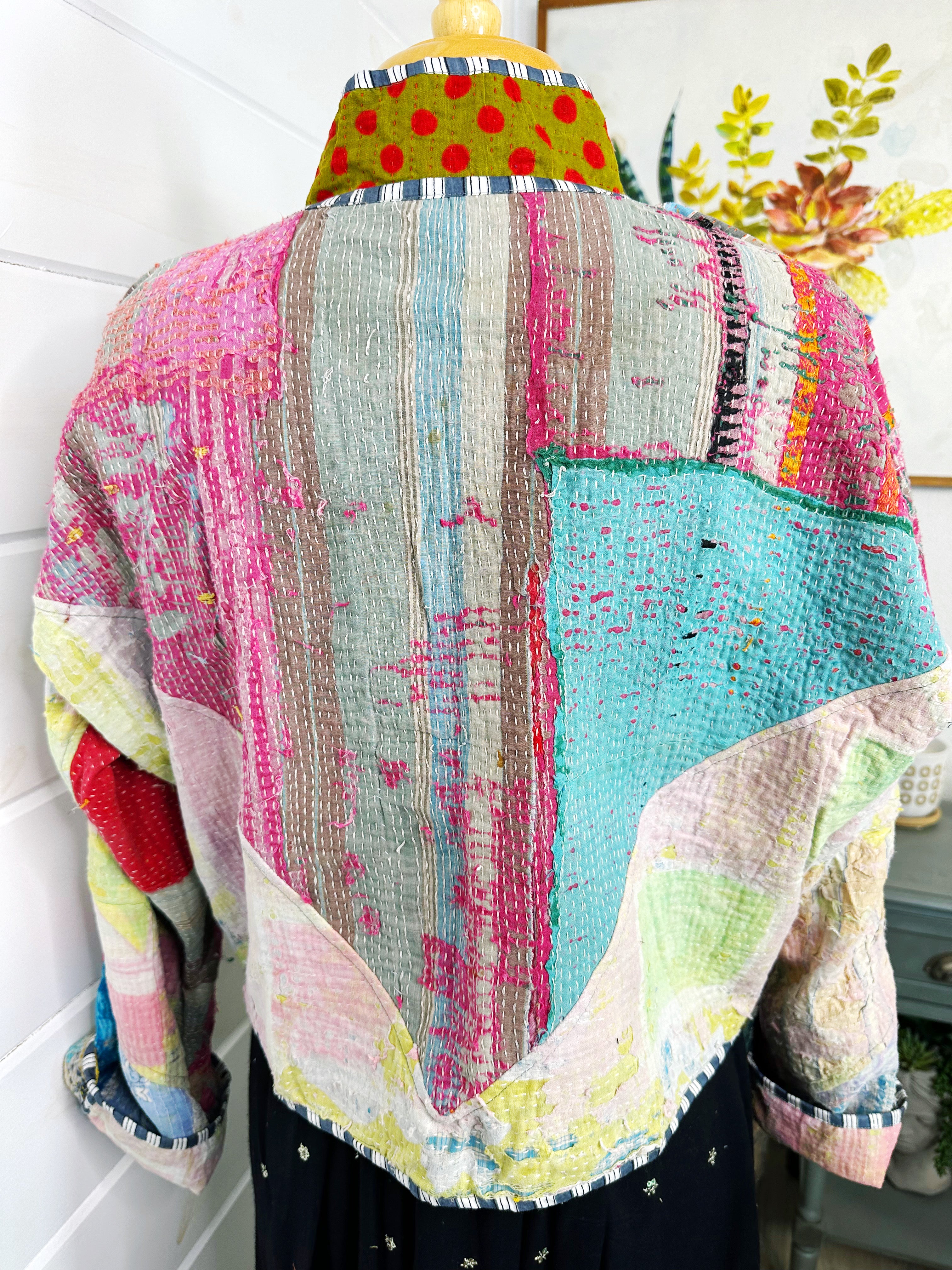 Kantha Quilted Bomber Jacket | Blanket Coat | Patchwork Coat