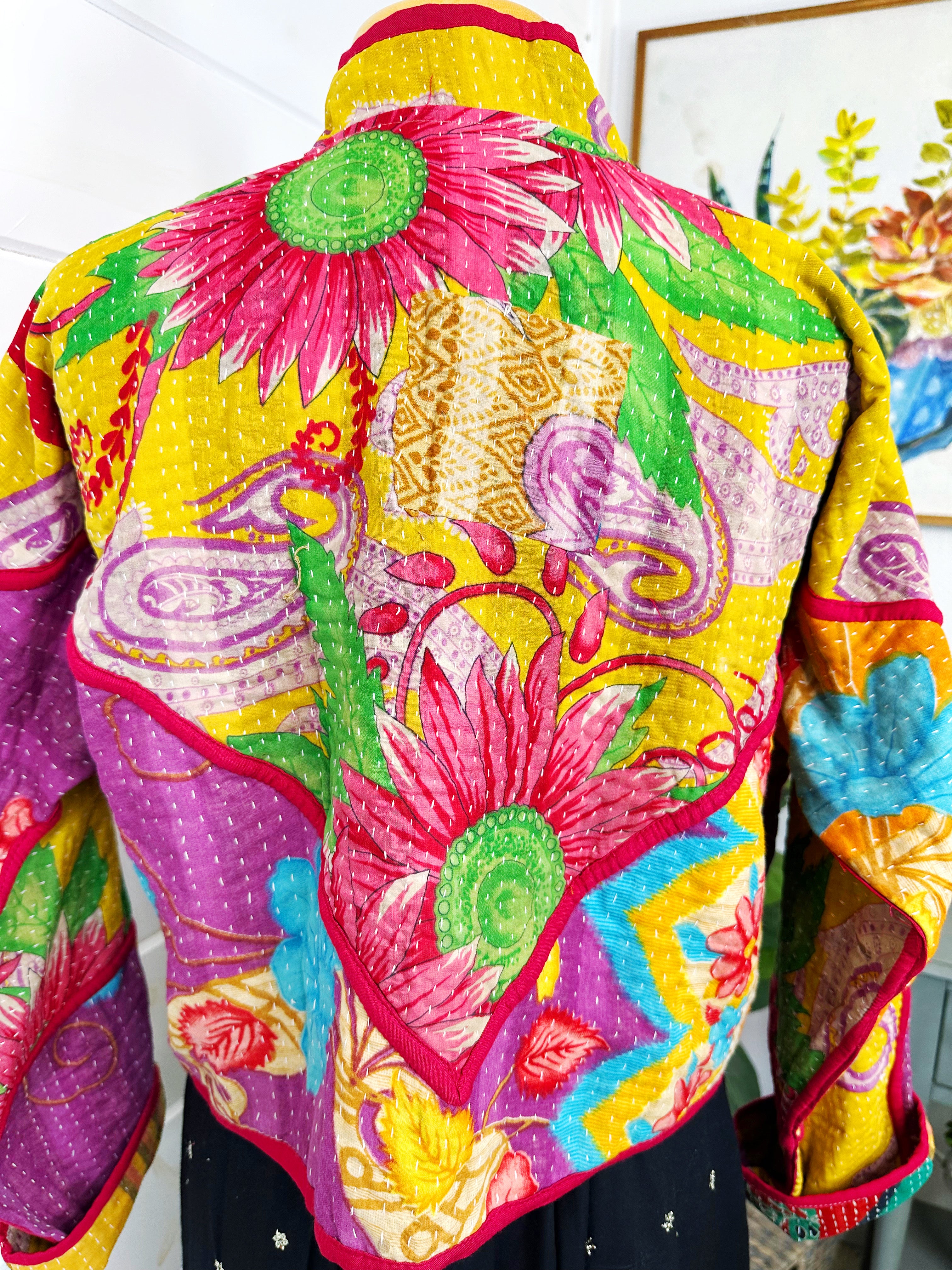 Kantha Quilted Bomber Jacket | Blanket Coat | Patchwork Coat