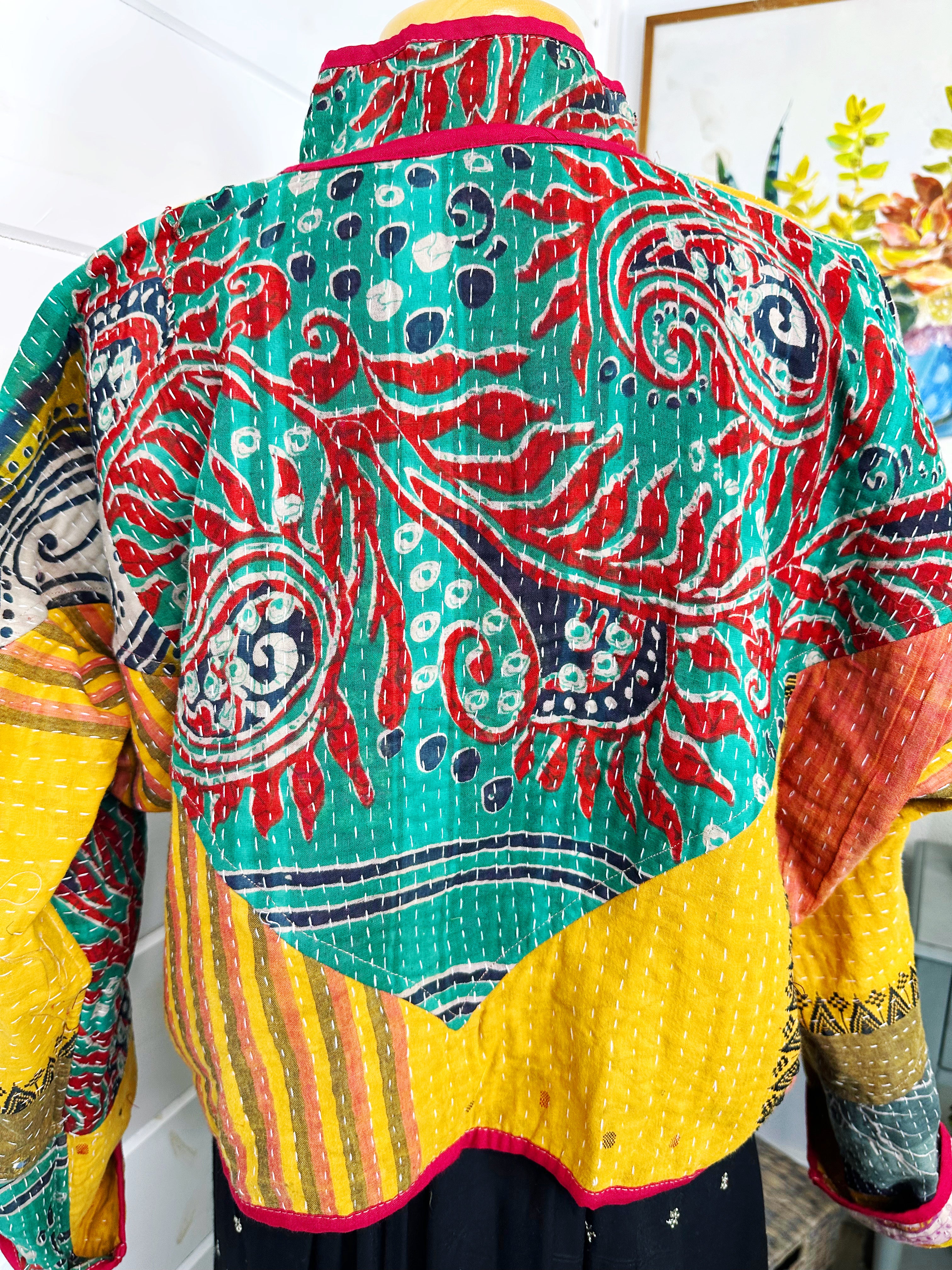 Kantha Quilted Bomber Jacket | Blanket Coat | Patchwork Coat