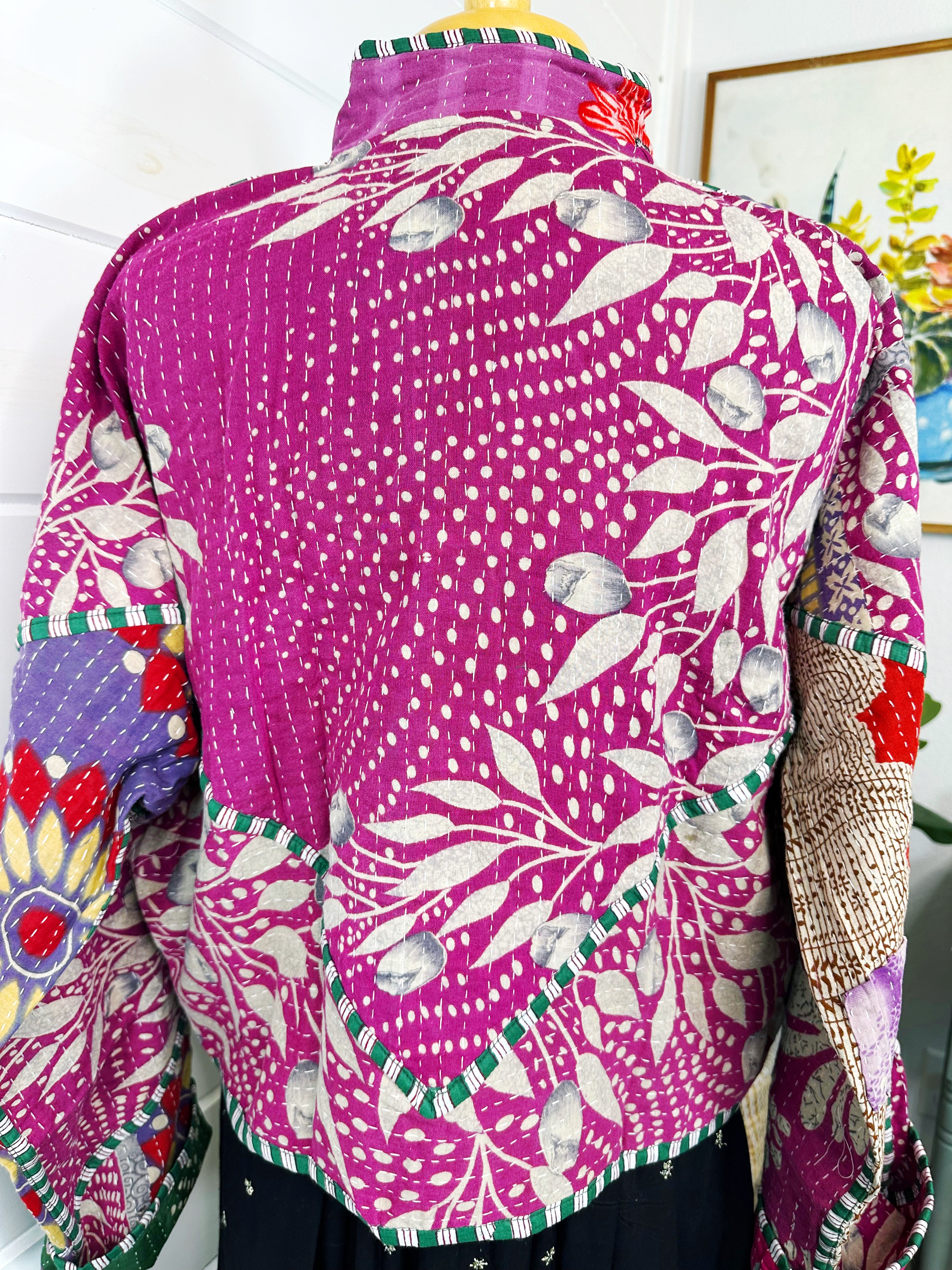 Kantha Quilted Bomber Jacket | Blanket Coat | Patchwork Coat