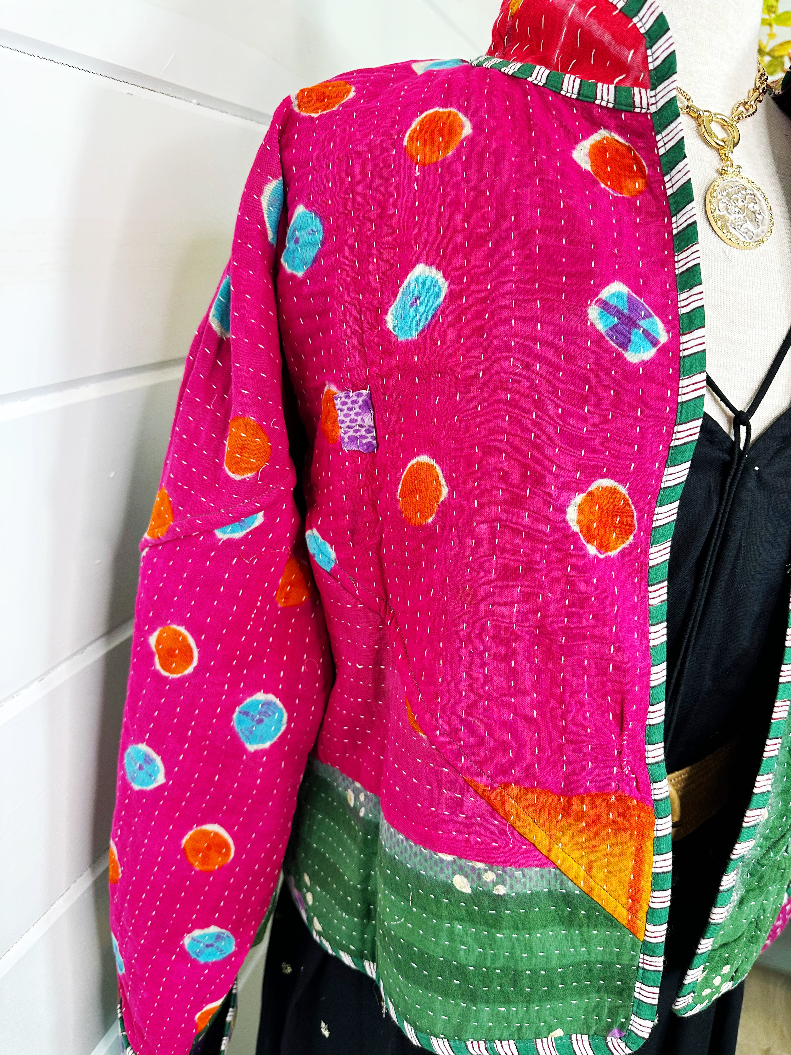 Kantha Quilted Bomber Jacket | Blanket Coat | Patchwork Coat