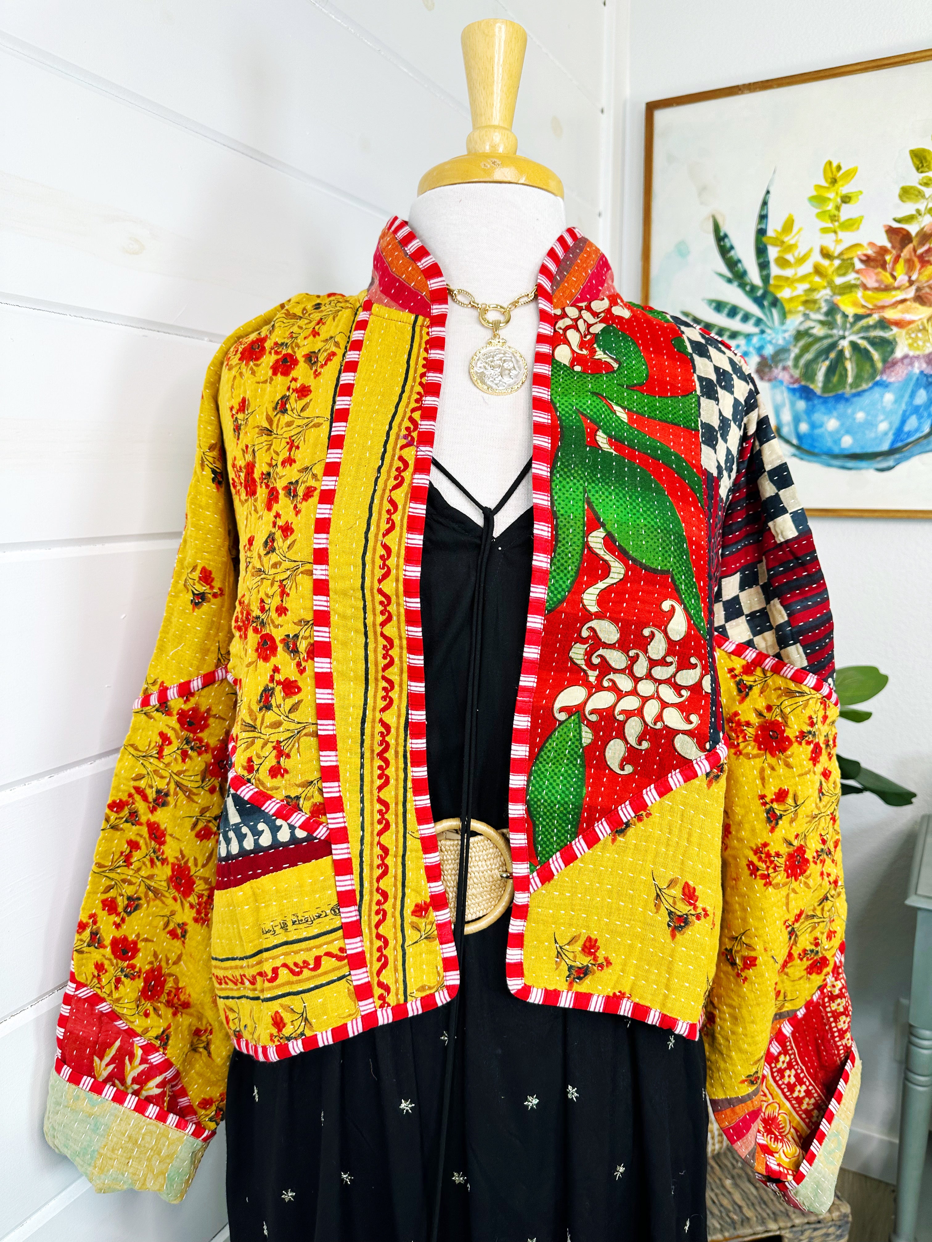 Kantha Quilted Bomber Jacket | Blanket Coat | Patchwork Coat