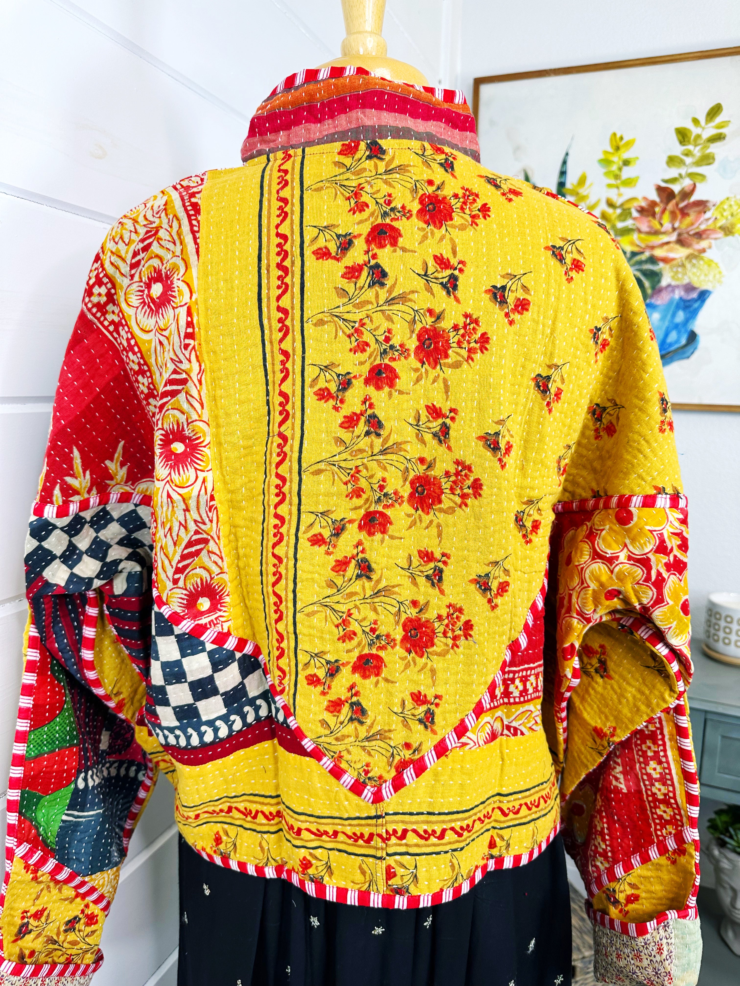 Kantha Quilted Bomber Jacket | Blanket Coat | Patchwork Coat
