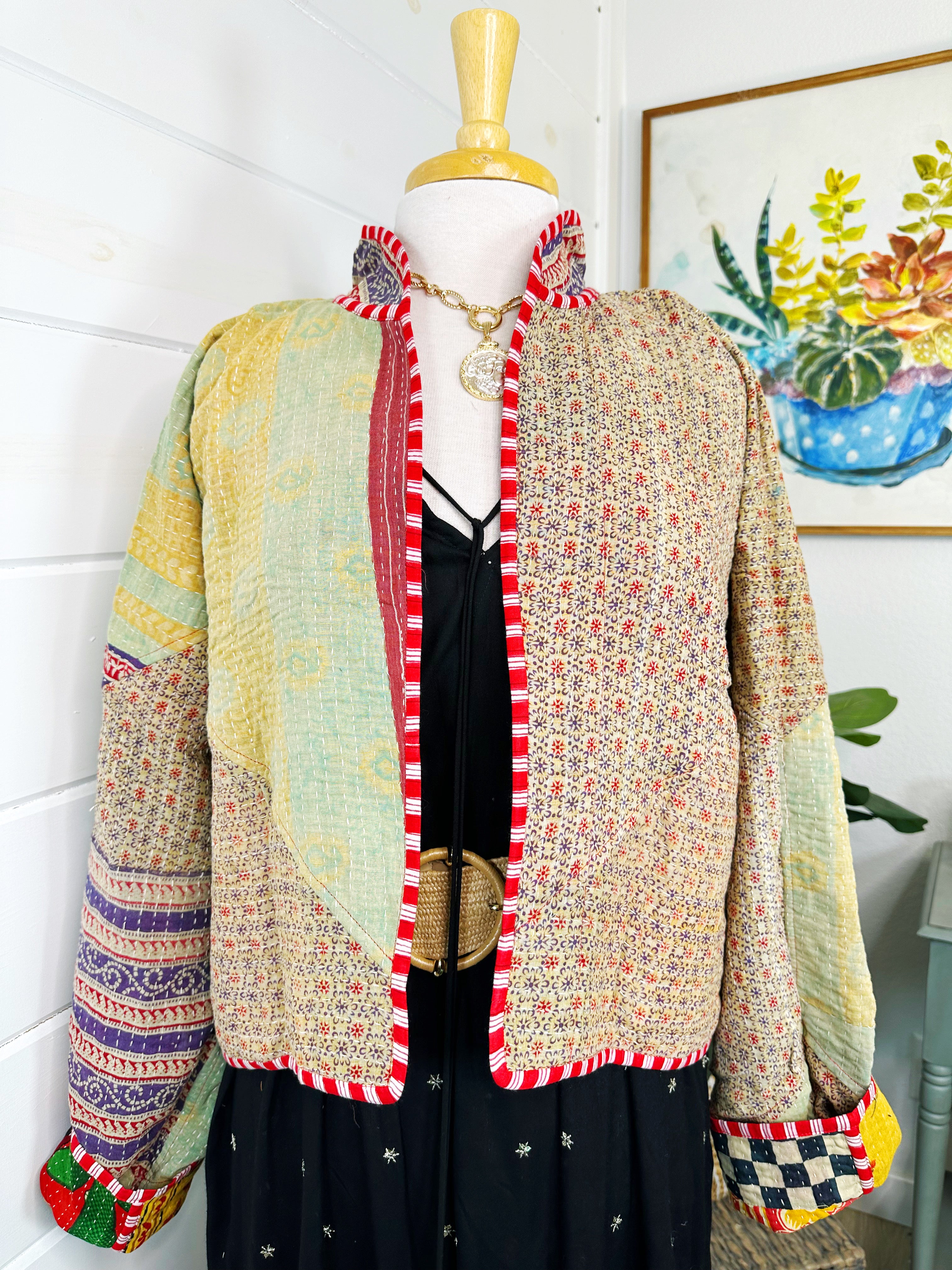 Kantha Quilted Bomber Jacket | Blanket Coat | Patchwork Coat