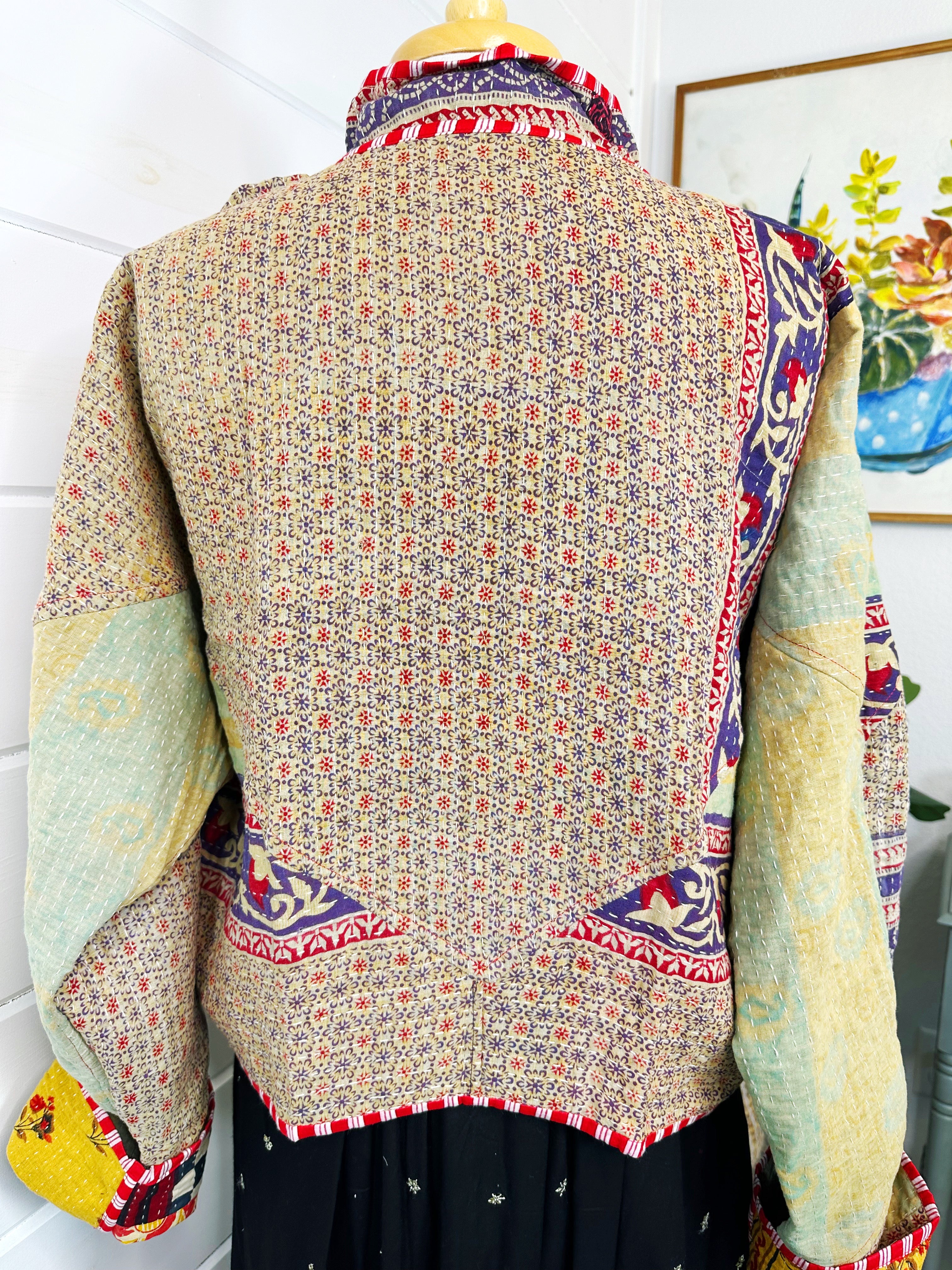 Kantha Quilted Bomber Jacket | Blanket Coat | Patchwork Coat