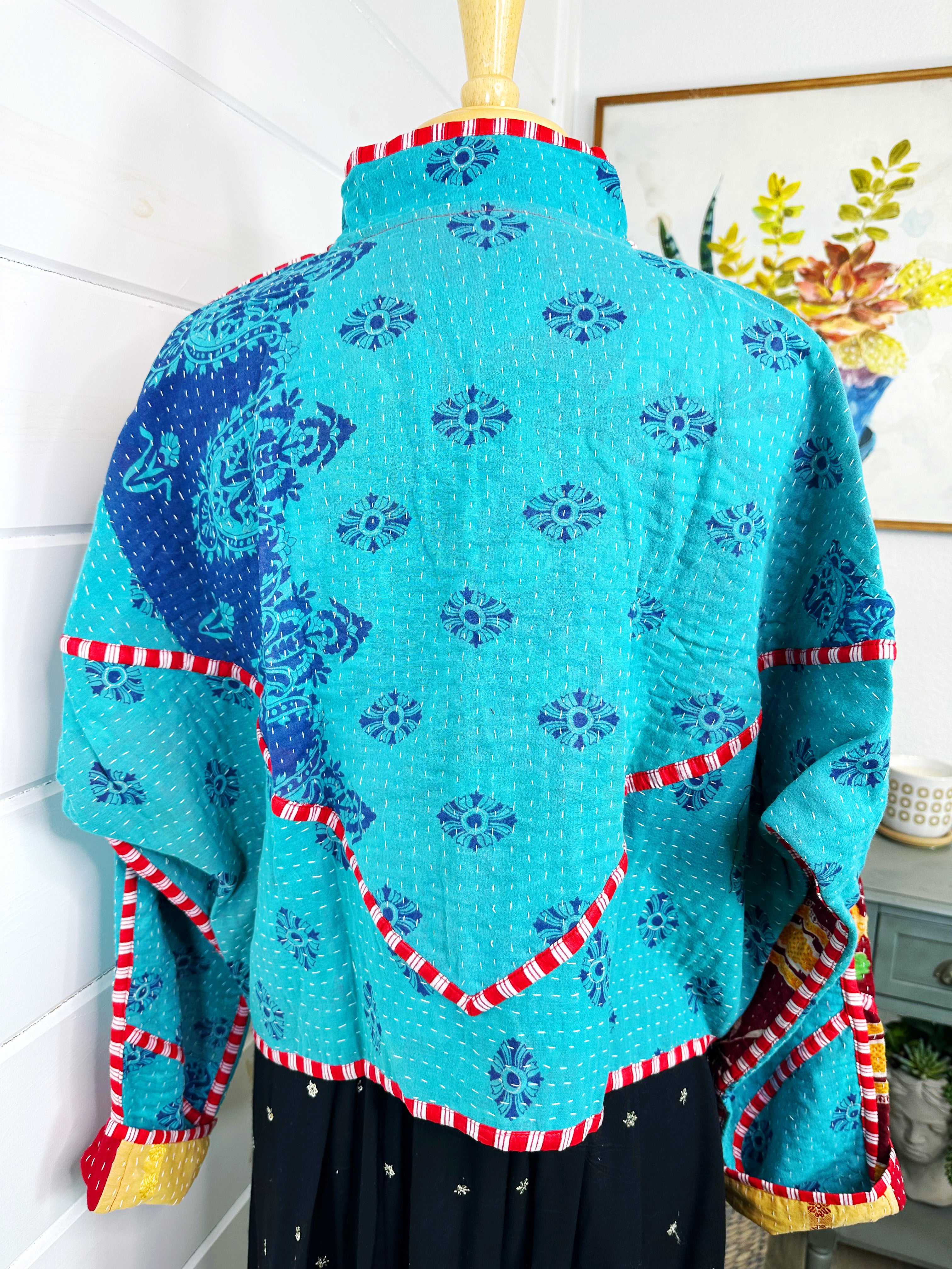 Kantha Quilted Bomber Jacket | Blanket Coat | Patchwork Coat