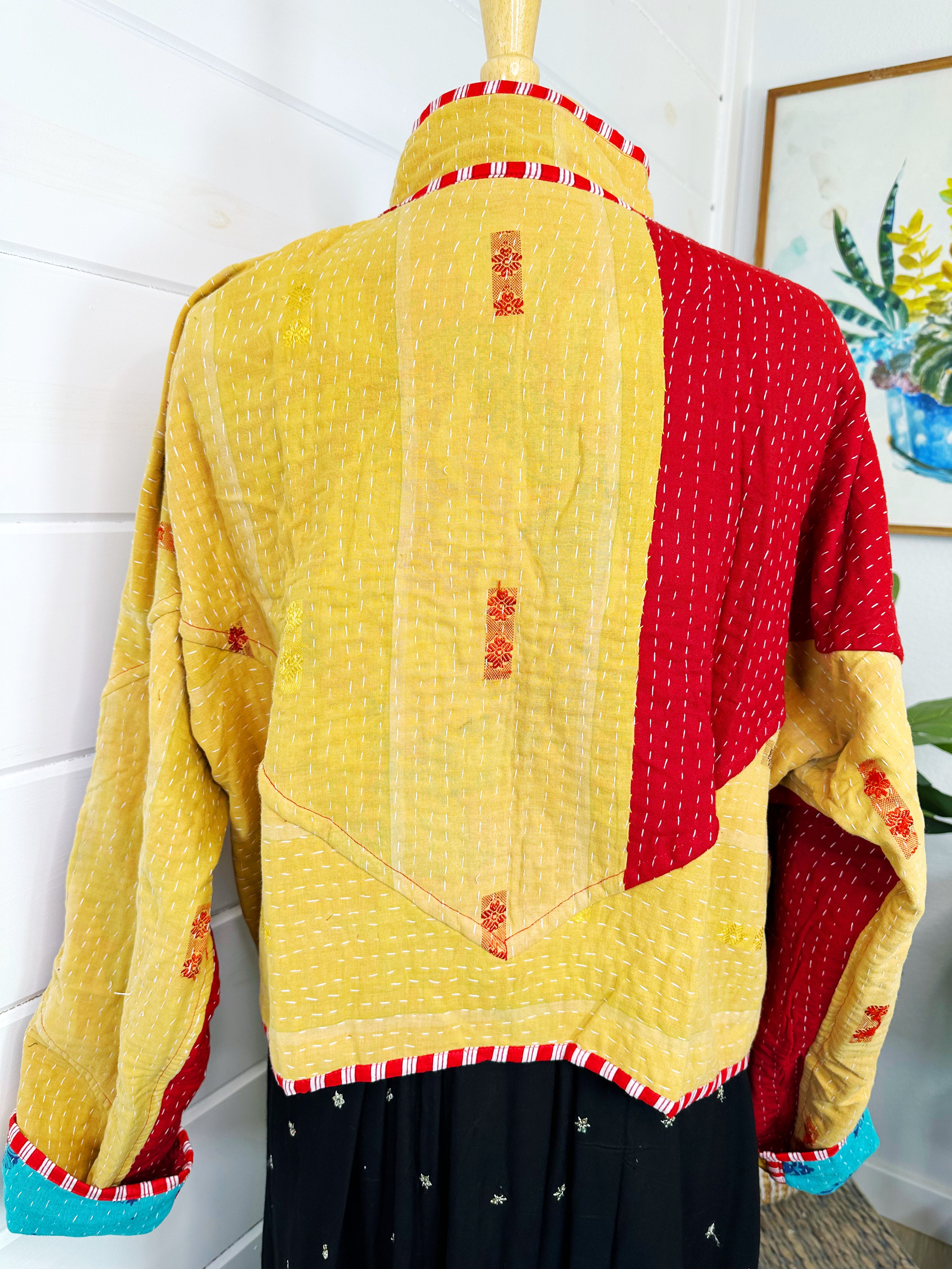 Kantha Quilted Bomber Jacket | Blanket Coat | Patchwork Coat