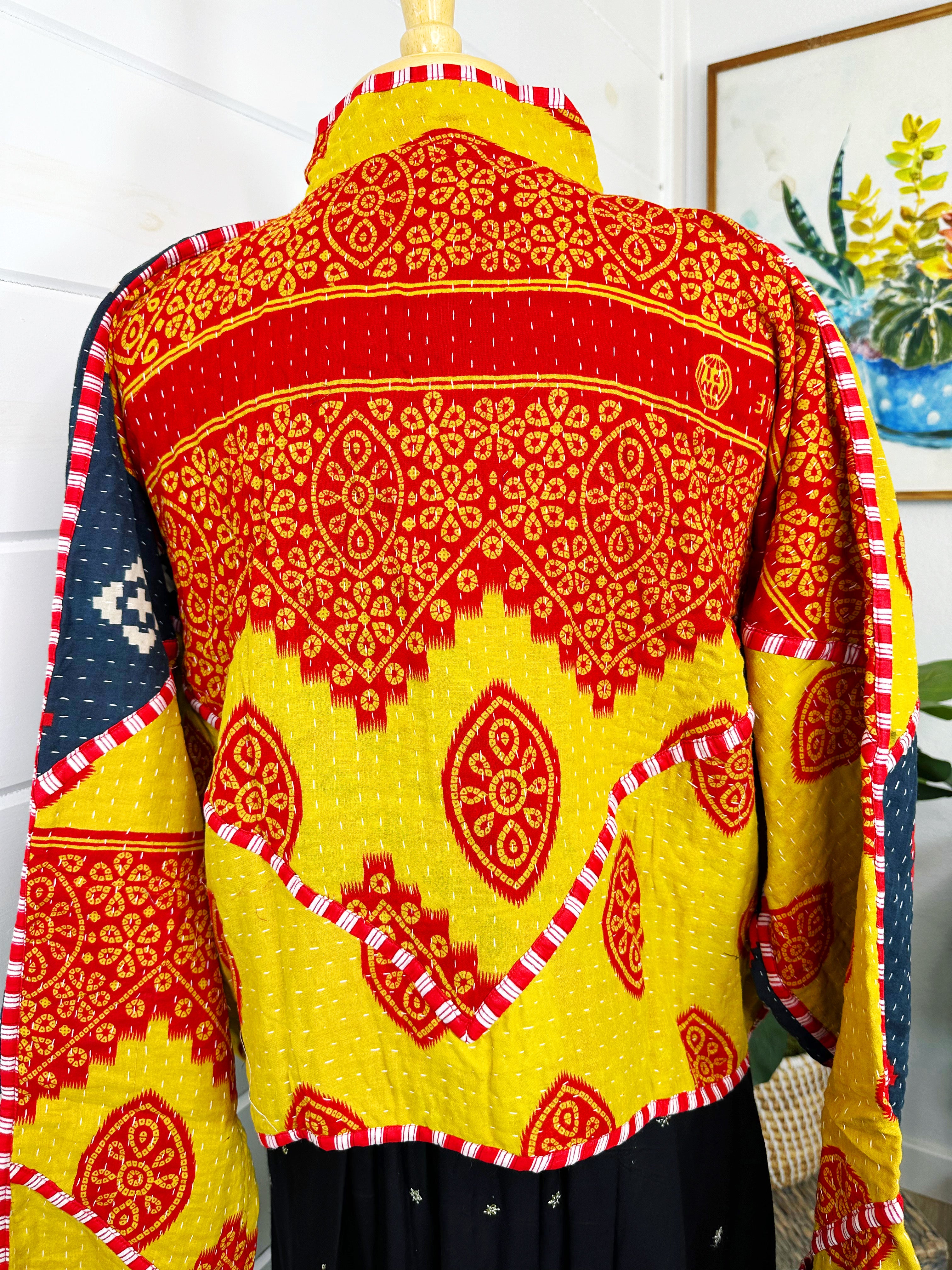 Kantha Quilted Bomber Jacket | Blanket Coat | Patchwork Coat