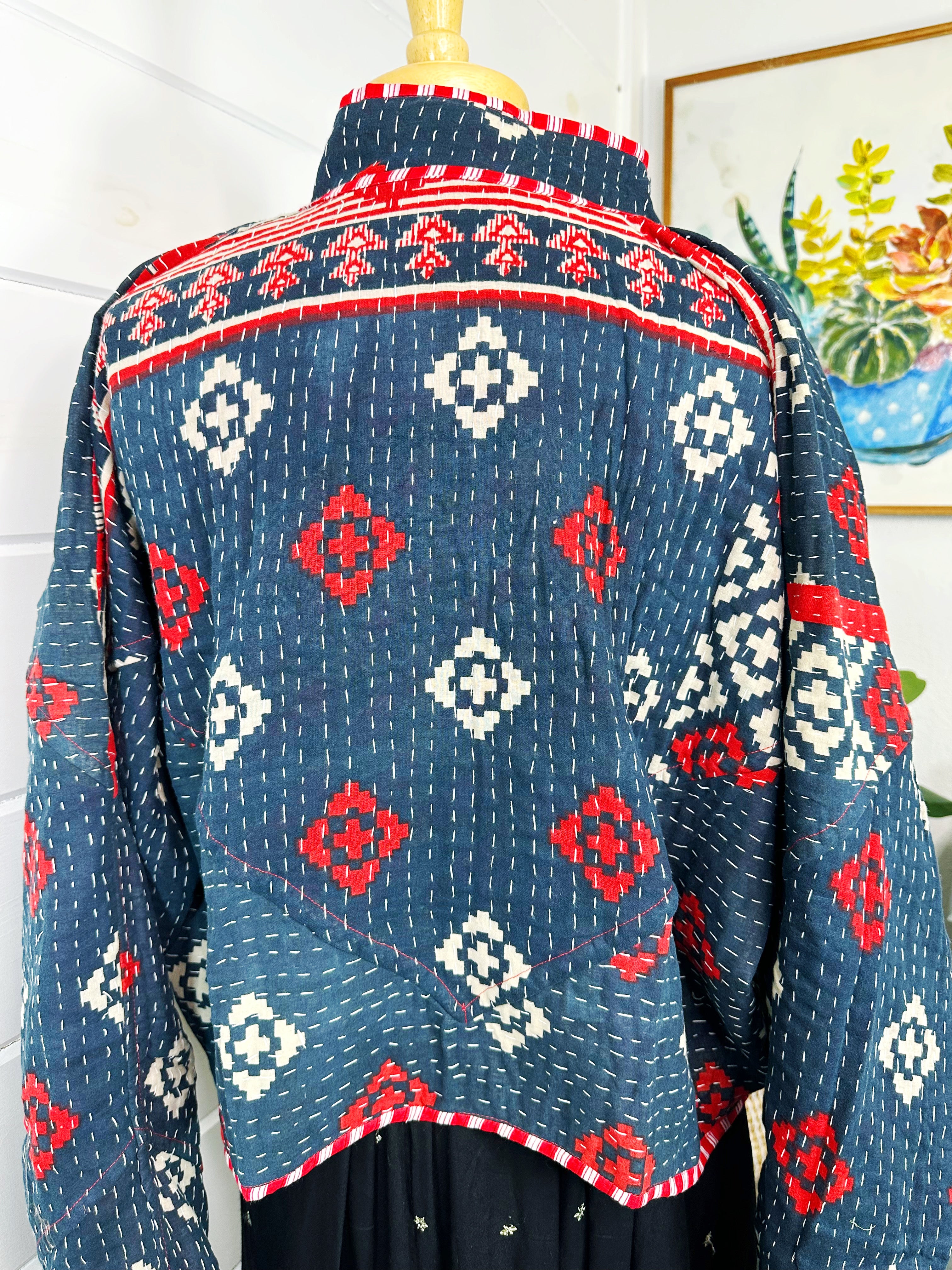 Kantha Quilted Bomber Jacket | Blanket Coat | Patchwork Coat