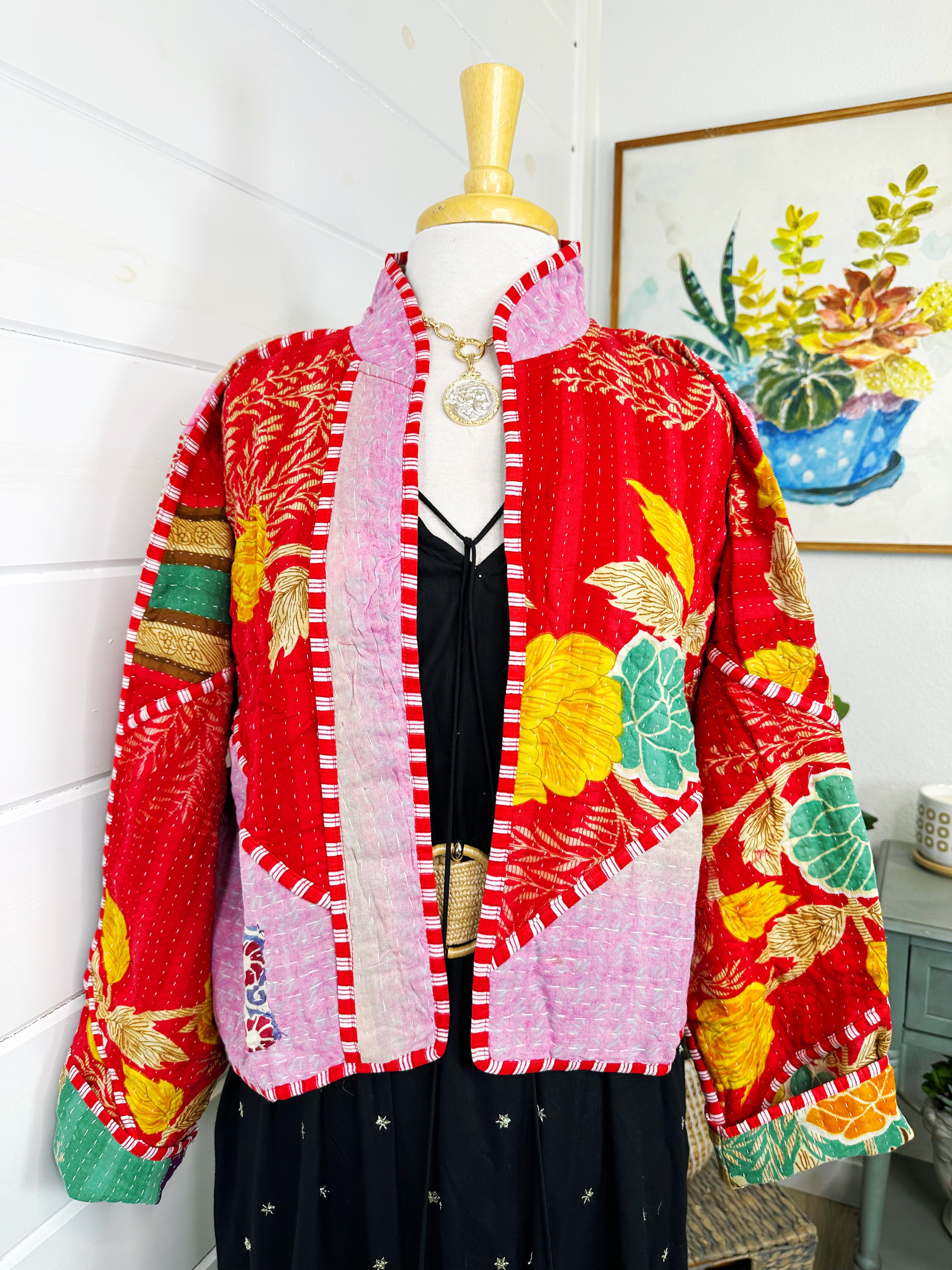Kantha Quilted Bomber Jacket | Blanket Coat | Patchwork Coat