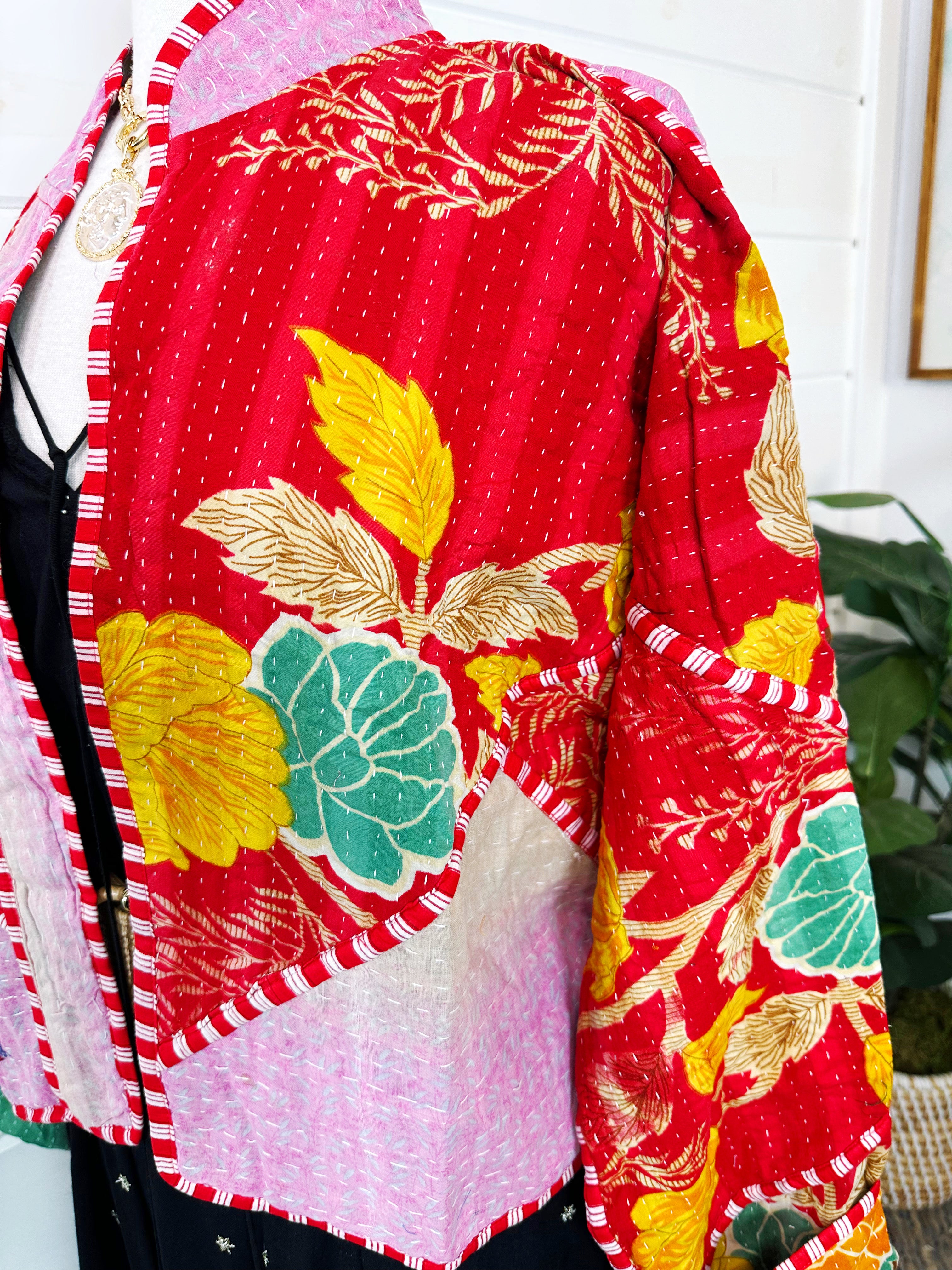 Kantha Quilted Bomber Jacket | Blanket Coat | Patchwork Coat