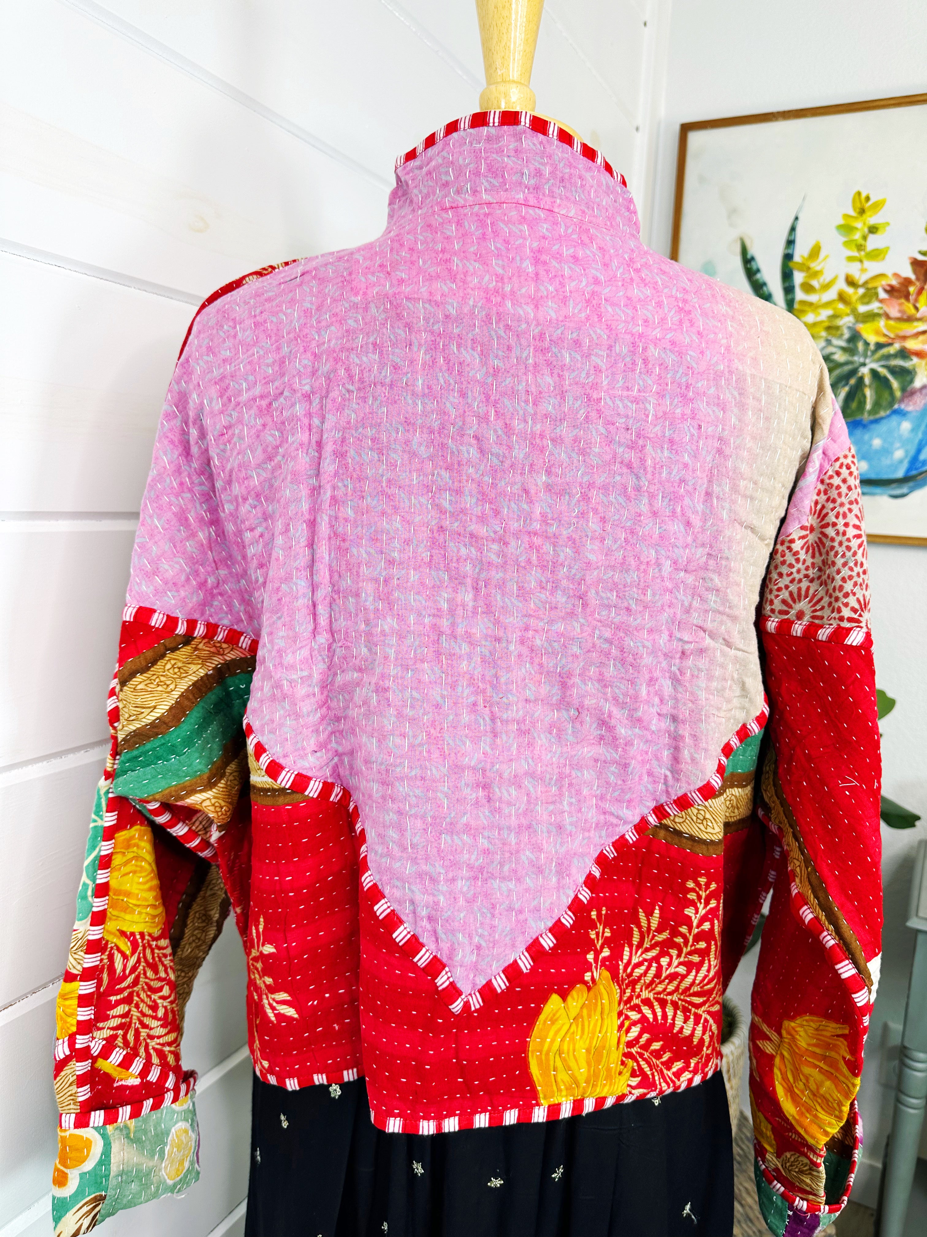 Kantha Quilted Bomber Jacket | Blanket Coat | Patchwork Coat