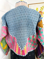 Kantha Quilted Bomber Jacket | Blanket Coat | Patchwork Coat