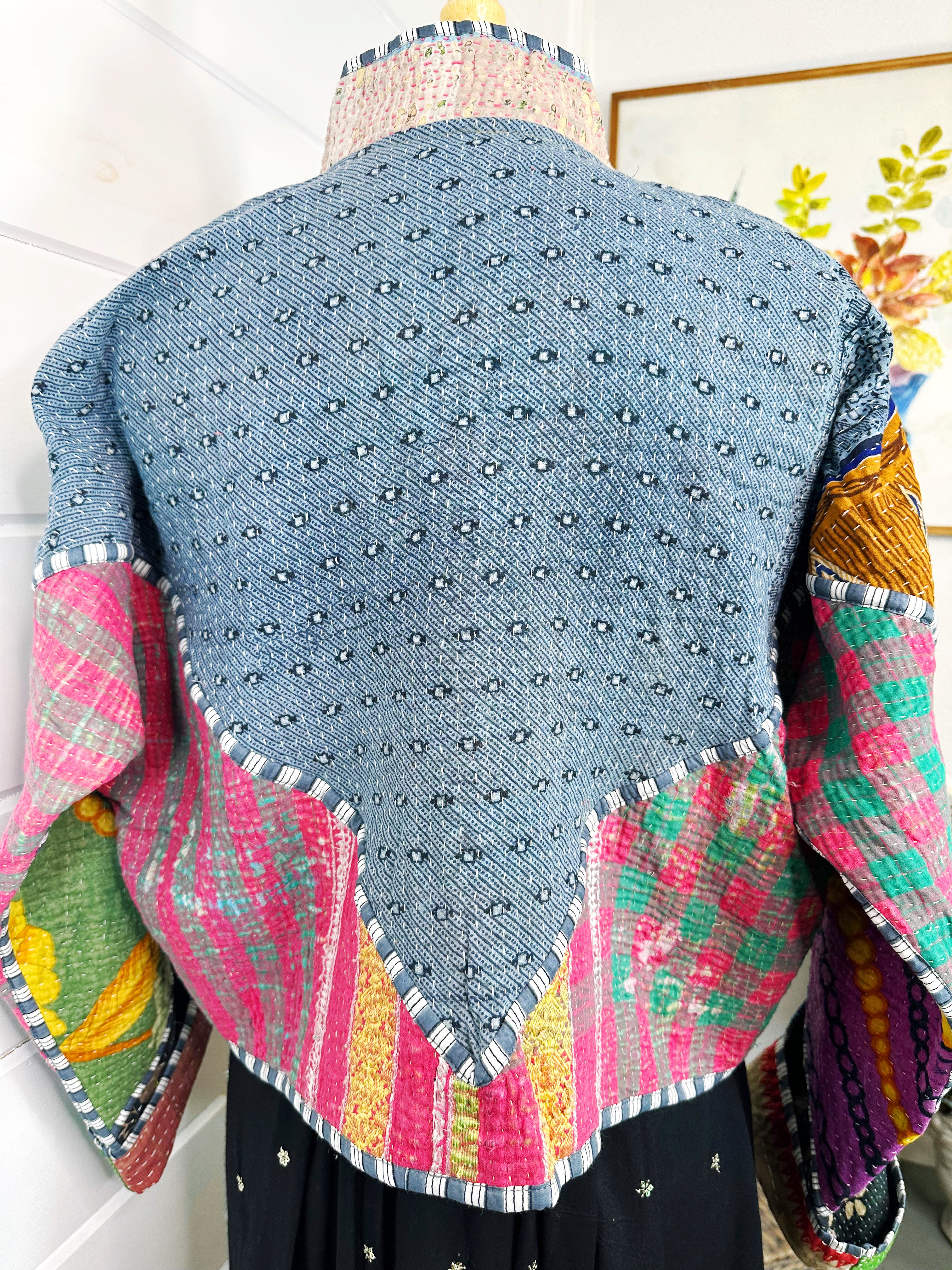 Kantha Quilted Bomber Jacket | Blanket Coat | Patchwork Coat
