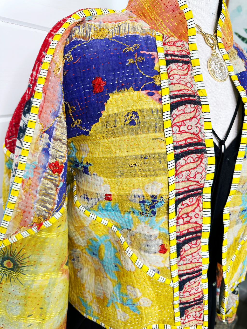Kantha Quilted Bomber Jacket | Blanket Coat | Patchwork Coat