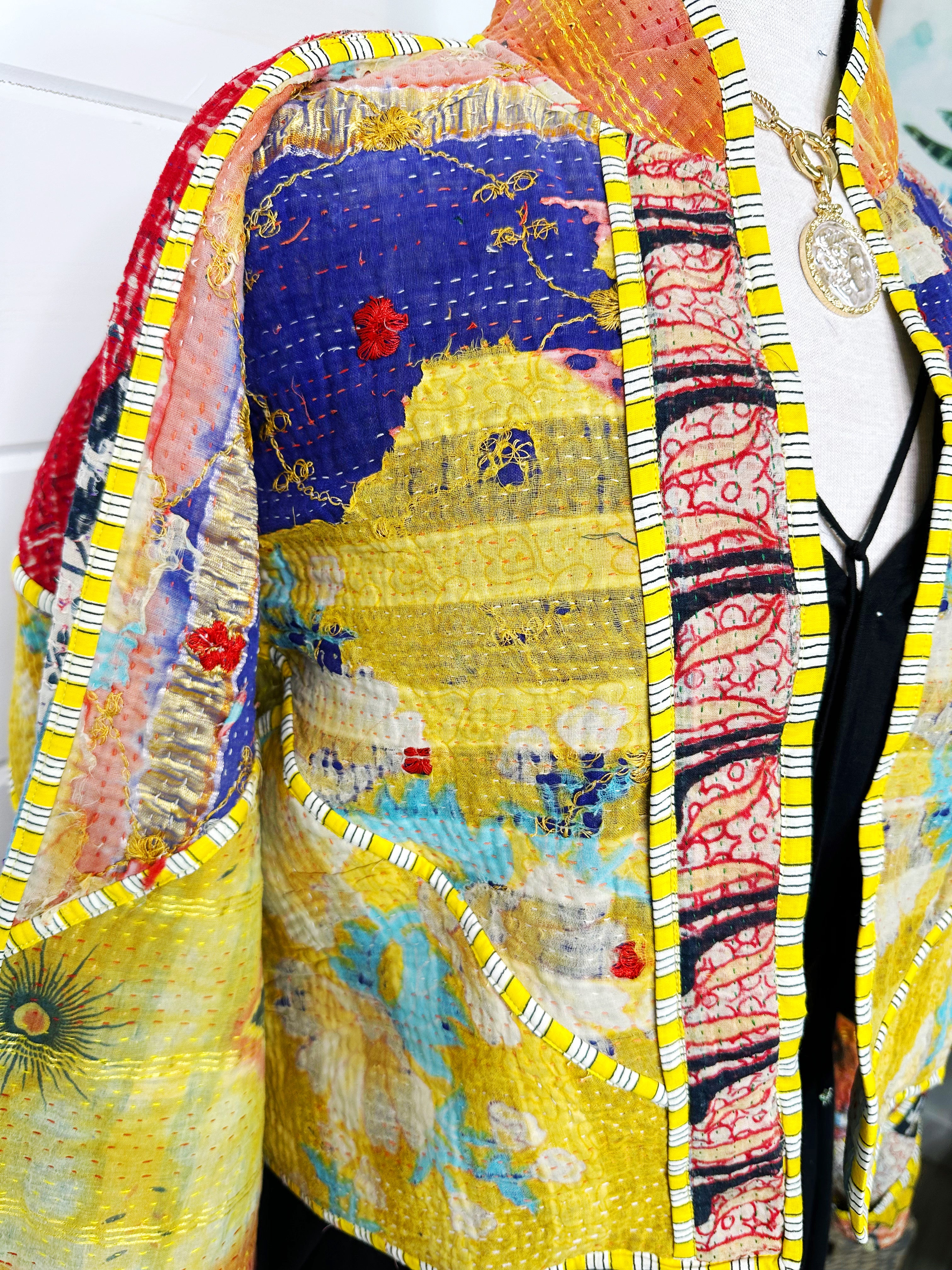 Kantha Quilted Bomber Jacket | Blanket Coat | Patchwork Coat