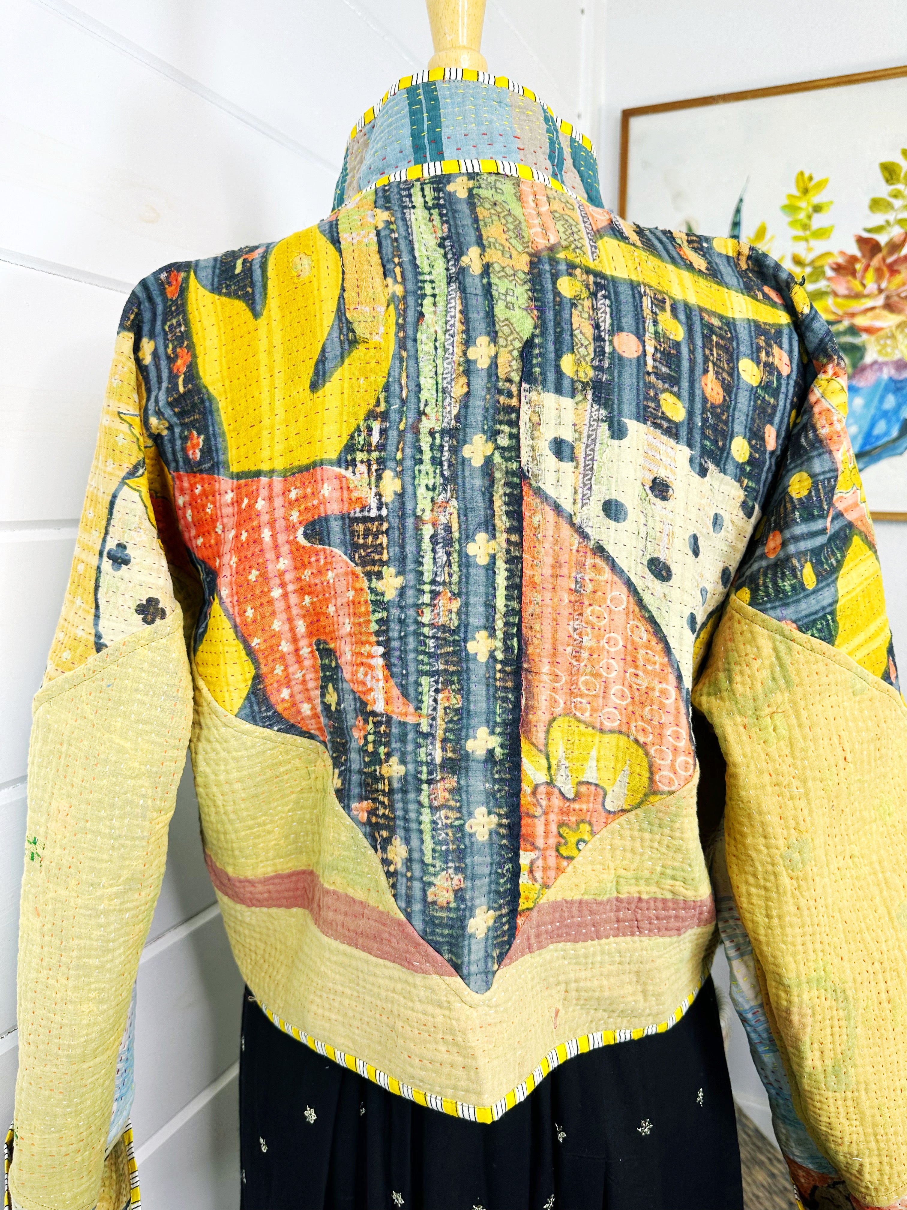 Kantha Quilted Bomber Jacket | Blanket Coat | Patchwork Coat