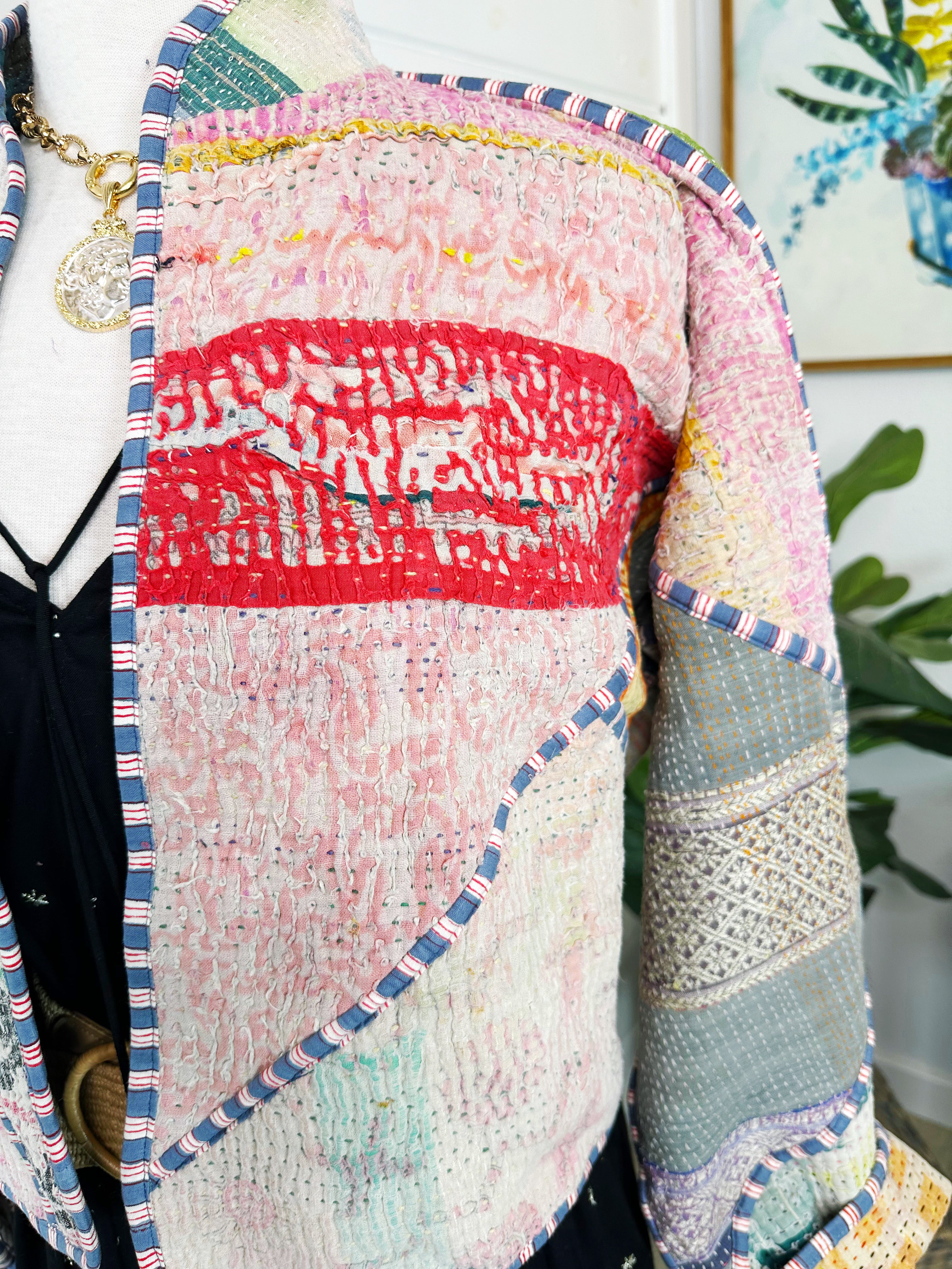 Kantha Quilted Bomber Jacket | Blanket Coat | Patchwork Coat