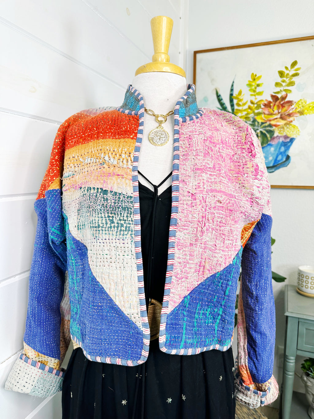 Kantha Quilted Bomber Jacket | Blanket Coat | Patchwork Coat