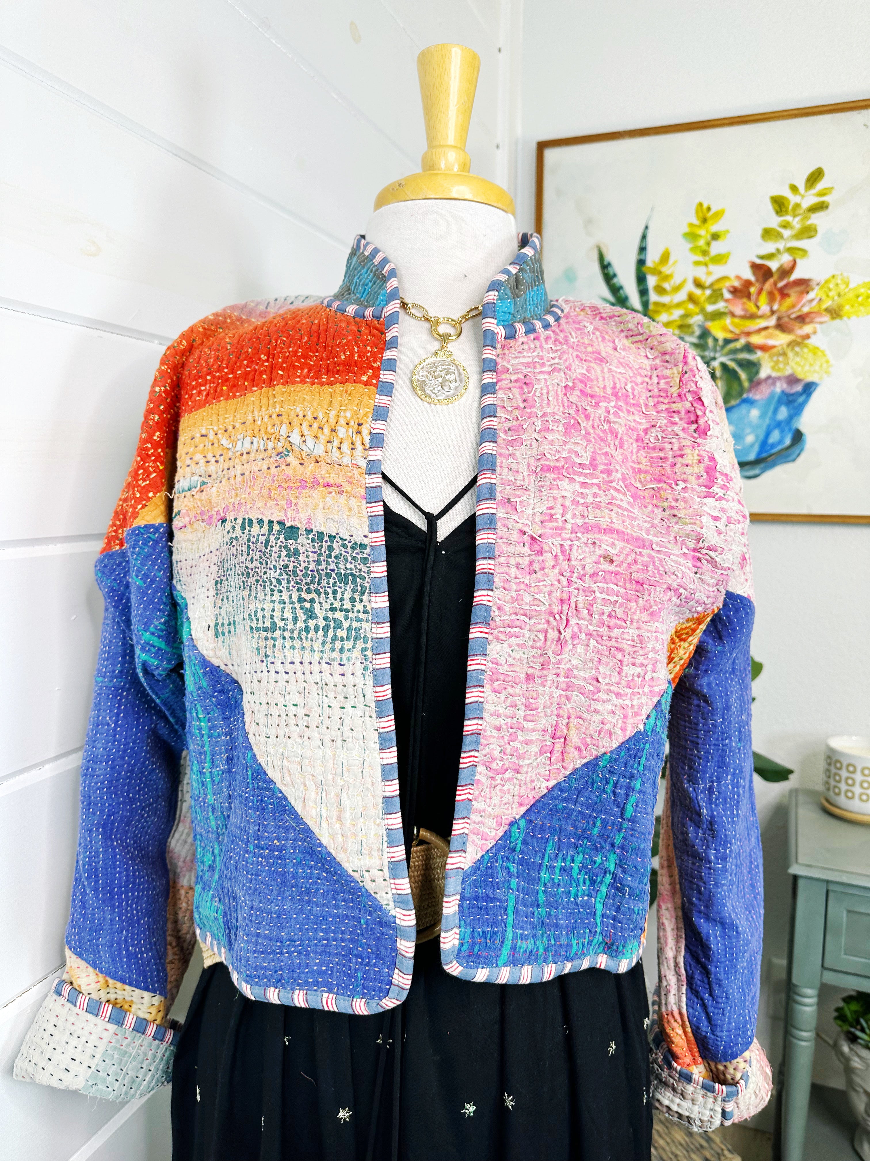Kantha Quilted Bomber Jacket | Blanket Coat | Patchwork Coat