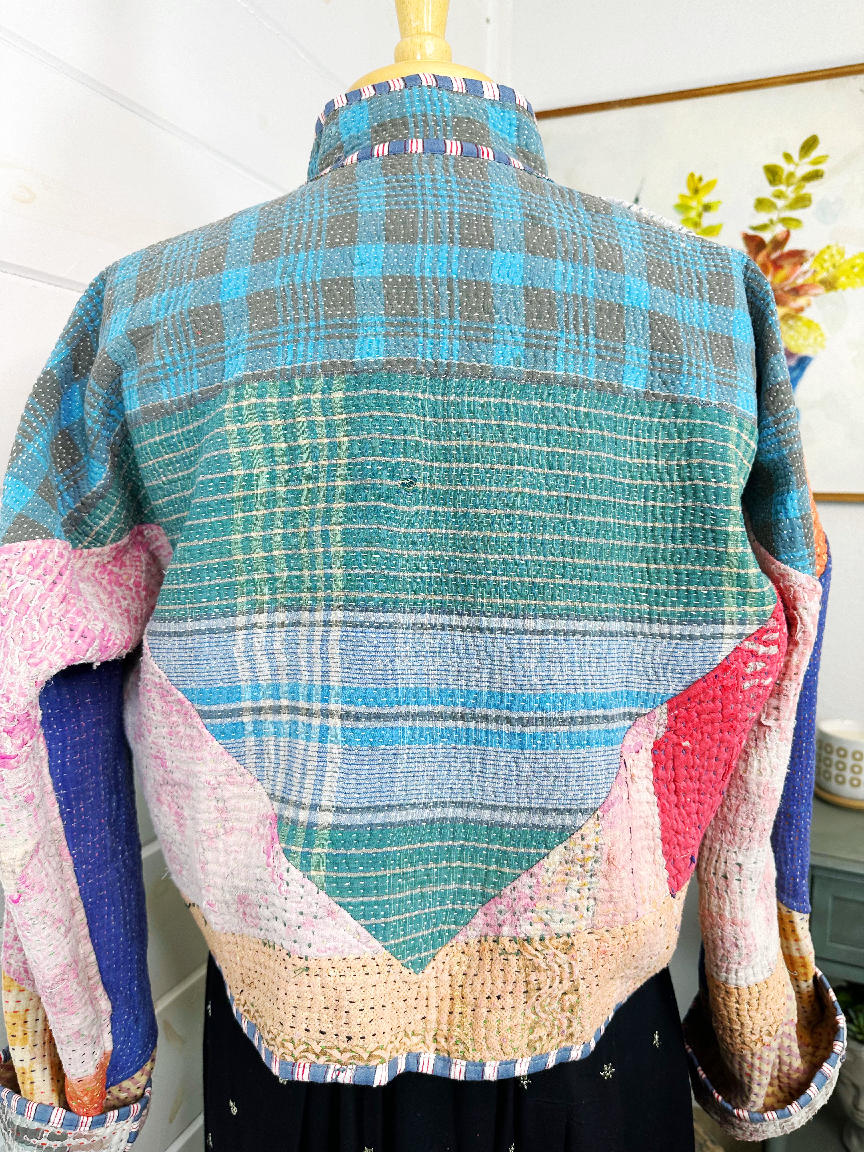 Kantha Quilted Bomber Jacket | Blanket Coat | Patchwork Coat