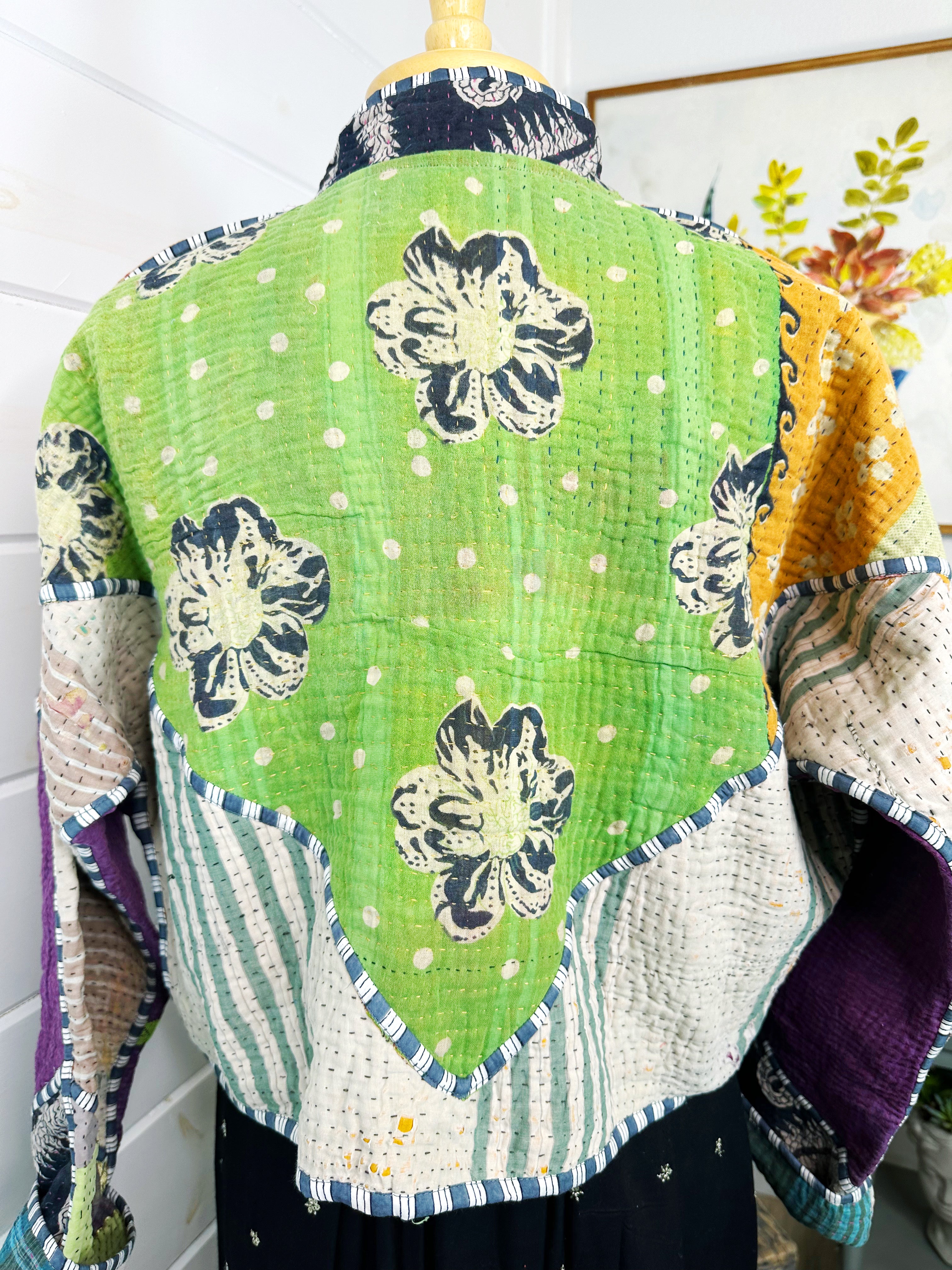 Kantha Quilted Bomber Jacket | Blanket Coat | Patchwork Coat