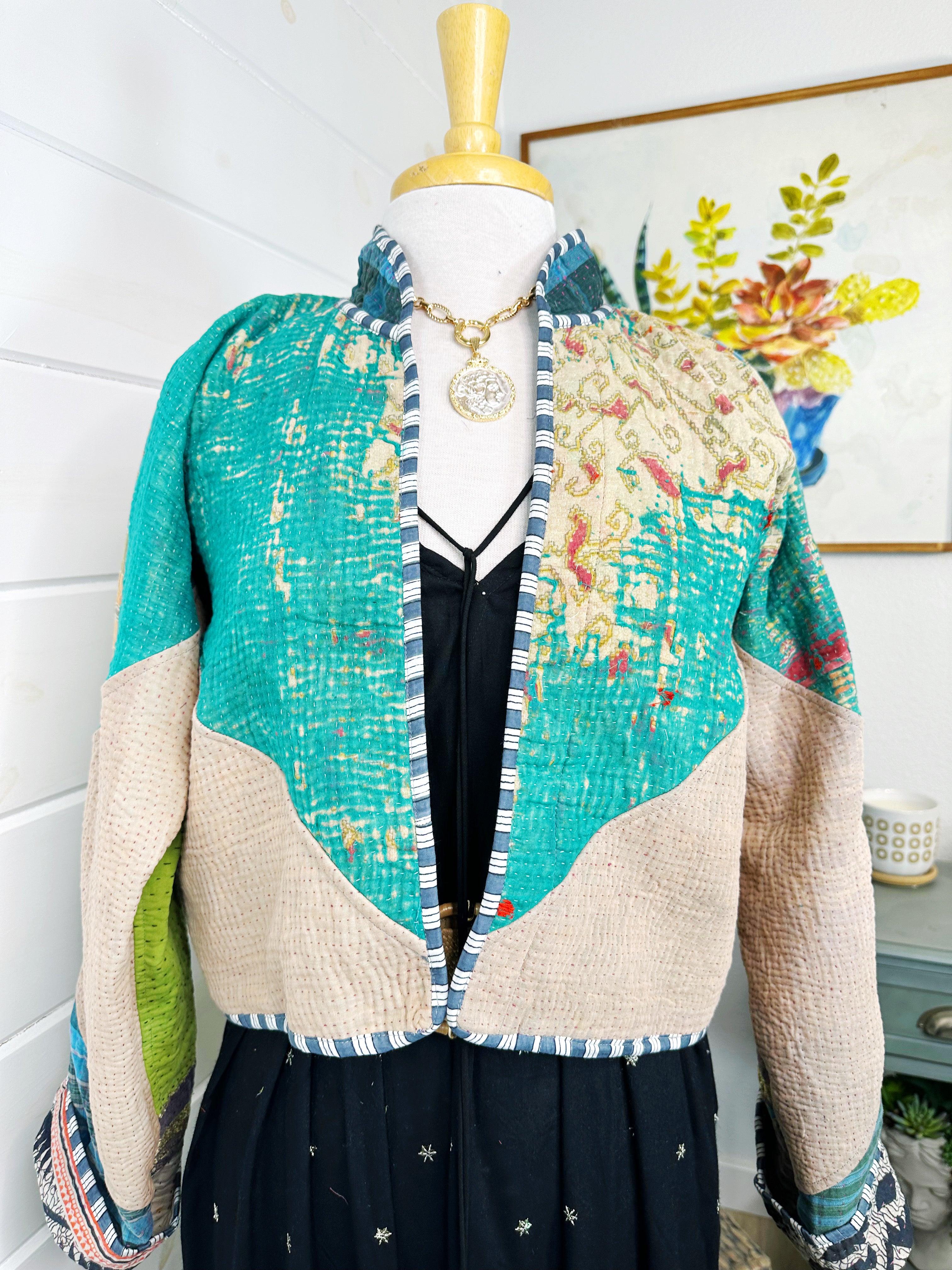 Kantha Quilted Bomber Jacket | Blanket Coat | Patchwork Coat