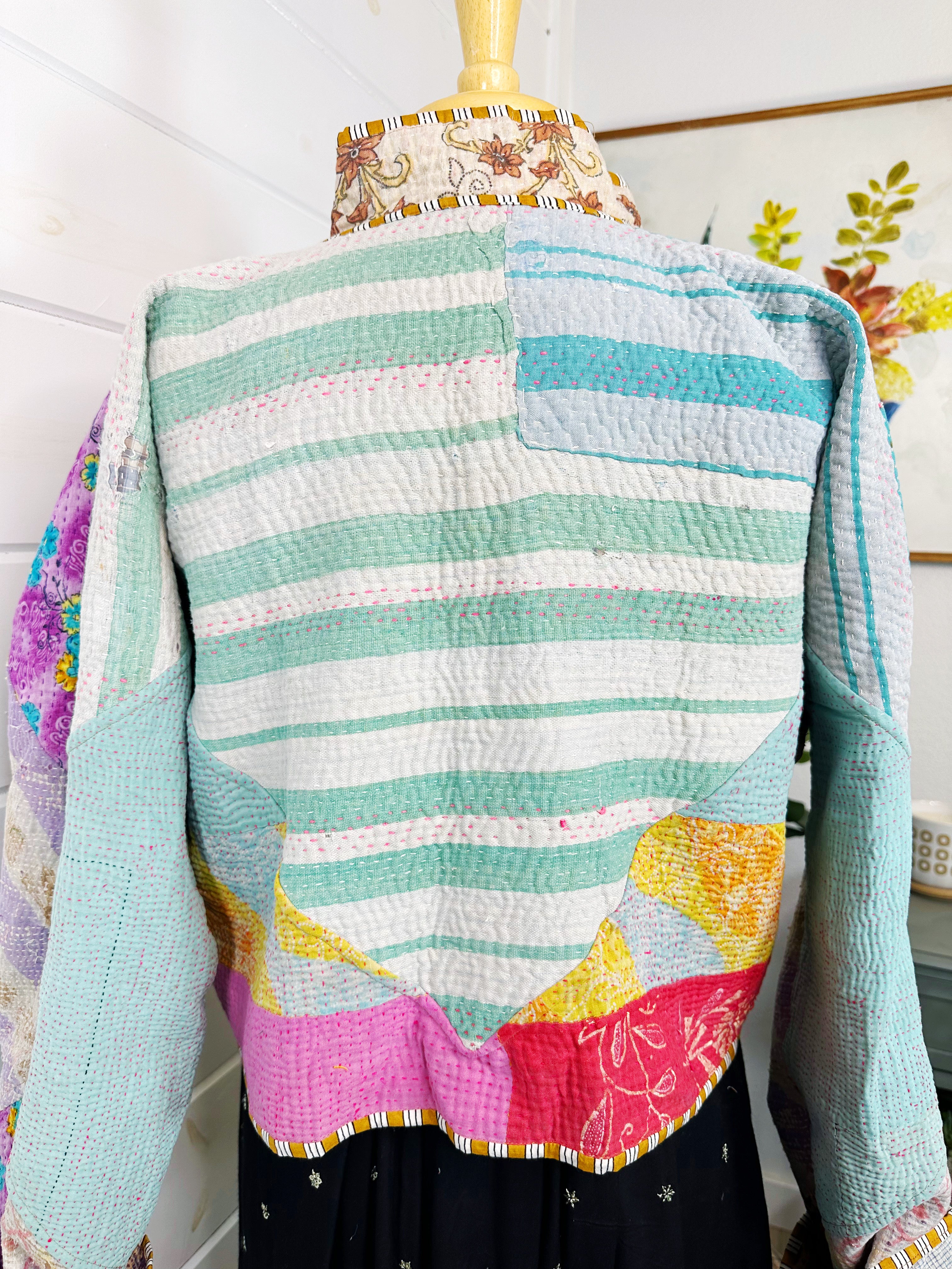 Kantha Quilted Bomber Jacket | Blanket Coat | Patchwork Coat