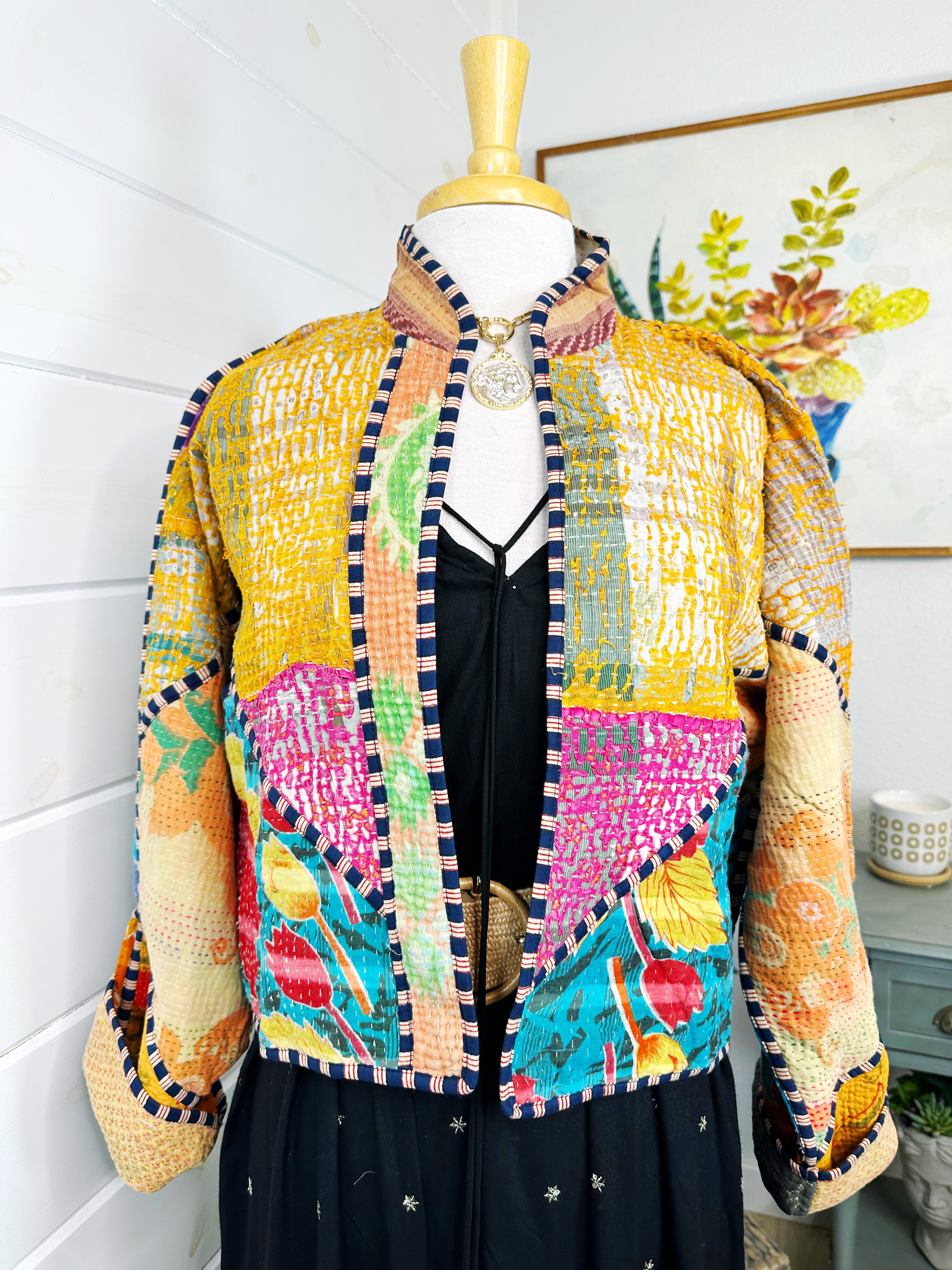 Kantha Quilted Bomber Jacket | Blanket Coat | Patchwork Coat