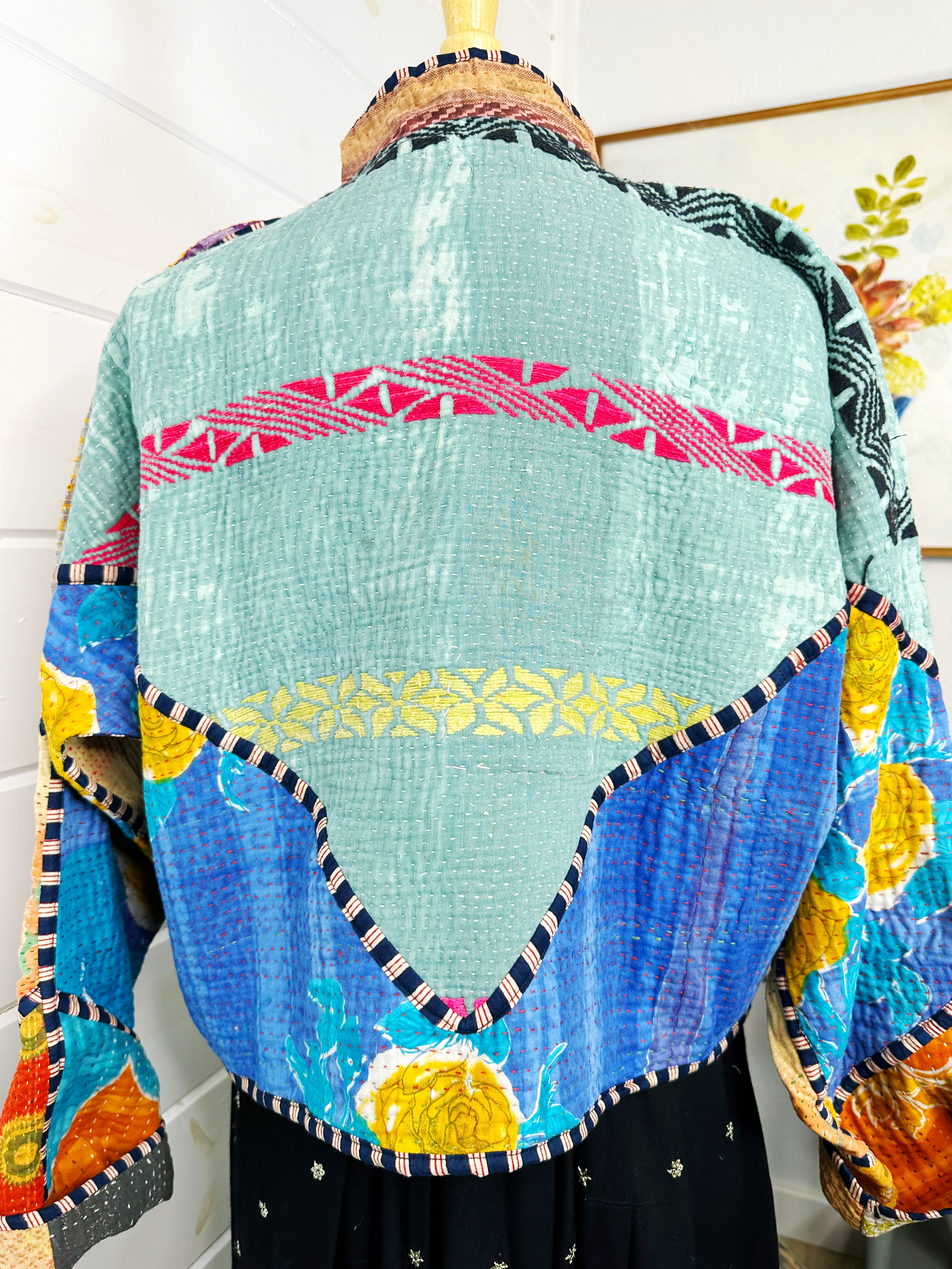 Kantha Quilted Bomber Jacket | Blanket Coat | Patchwork Coat