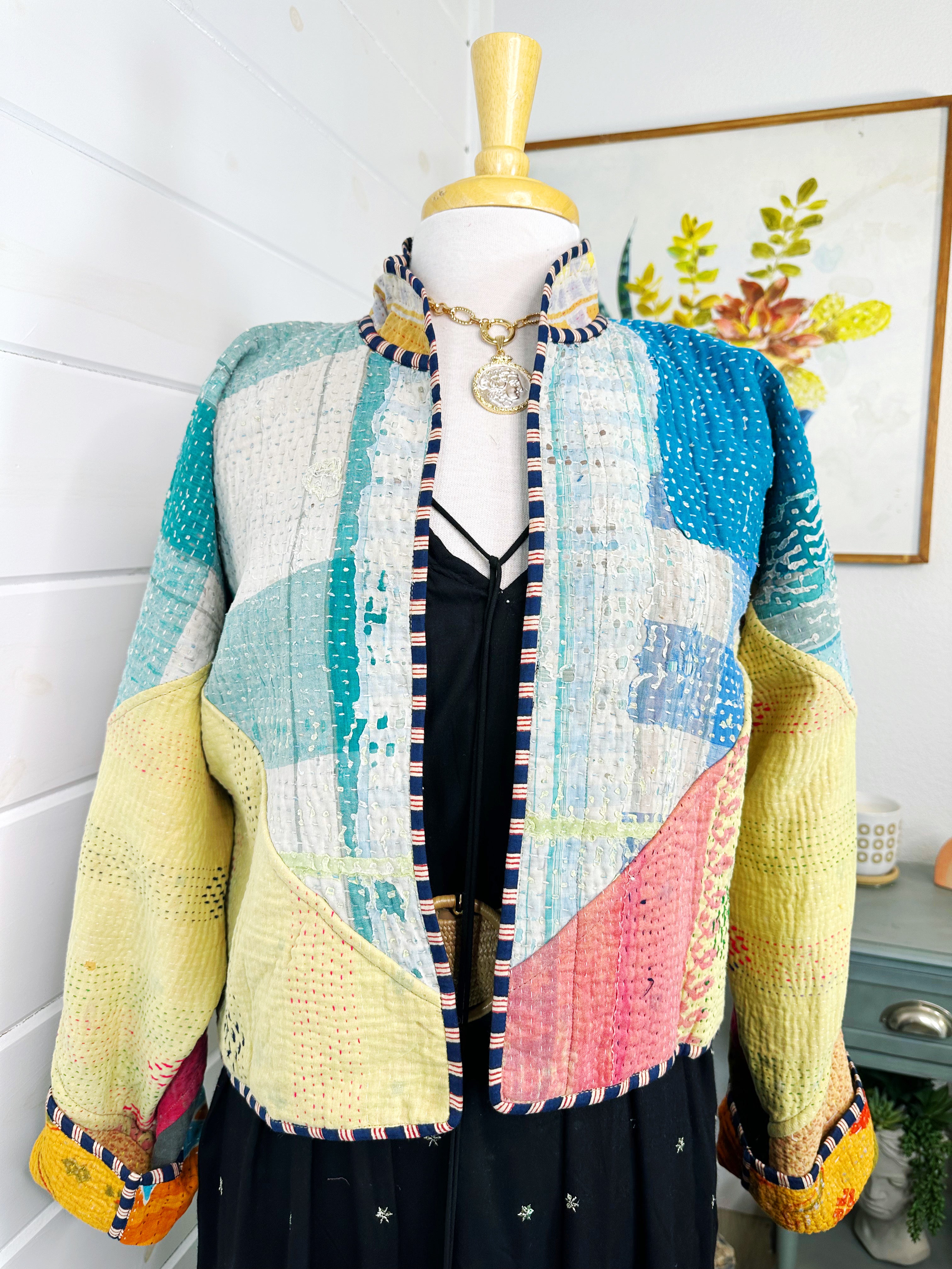 Kantha Quilted Bomber Jacket | Blanket Coat | Patchwork Coat