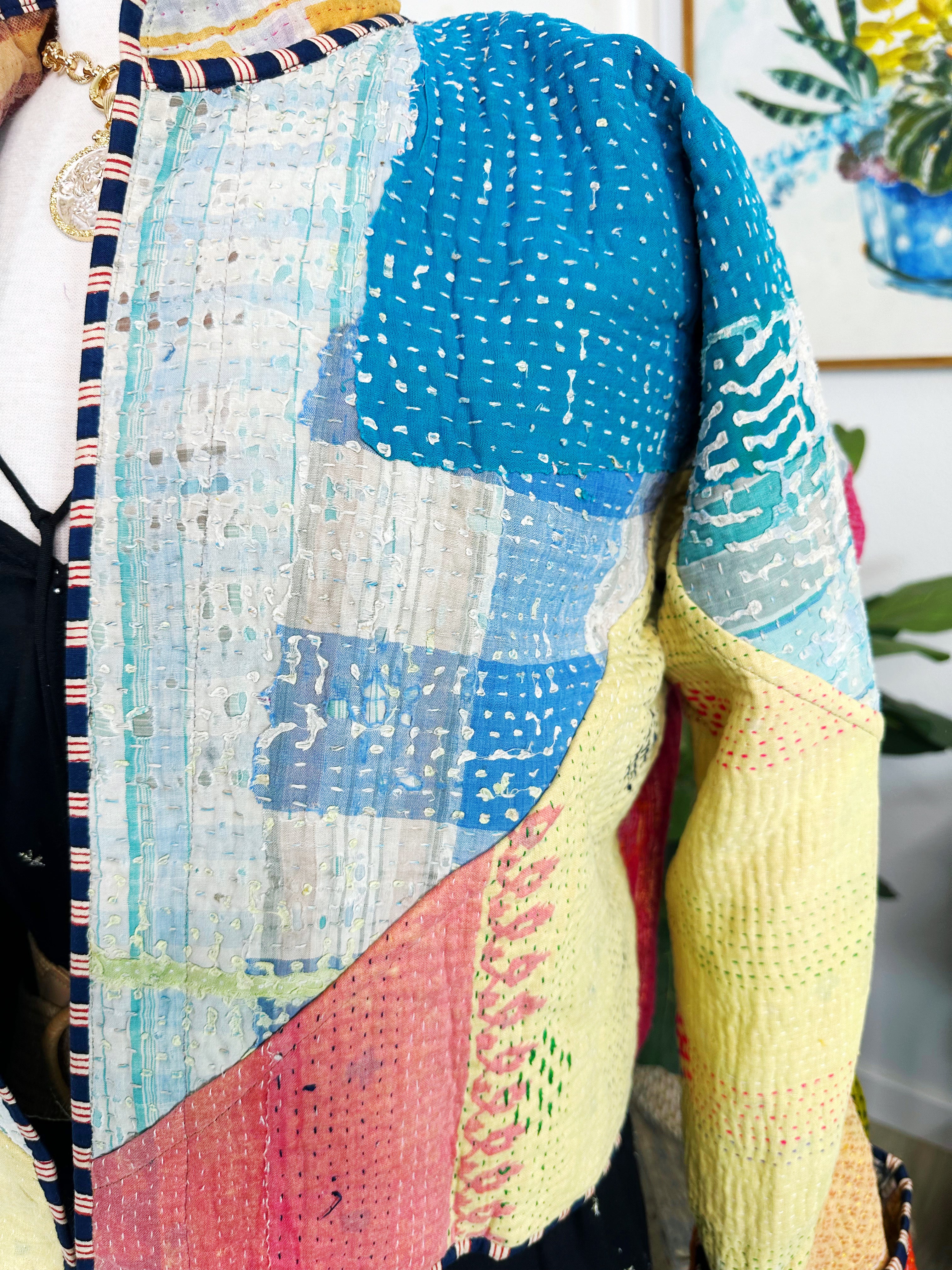 Kantha Quilted Bomber Jacket | Blanket Coat | Patchwork Coat