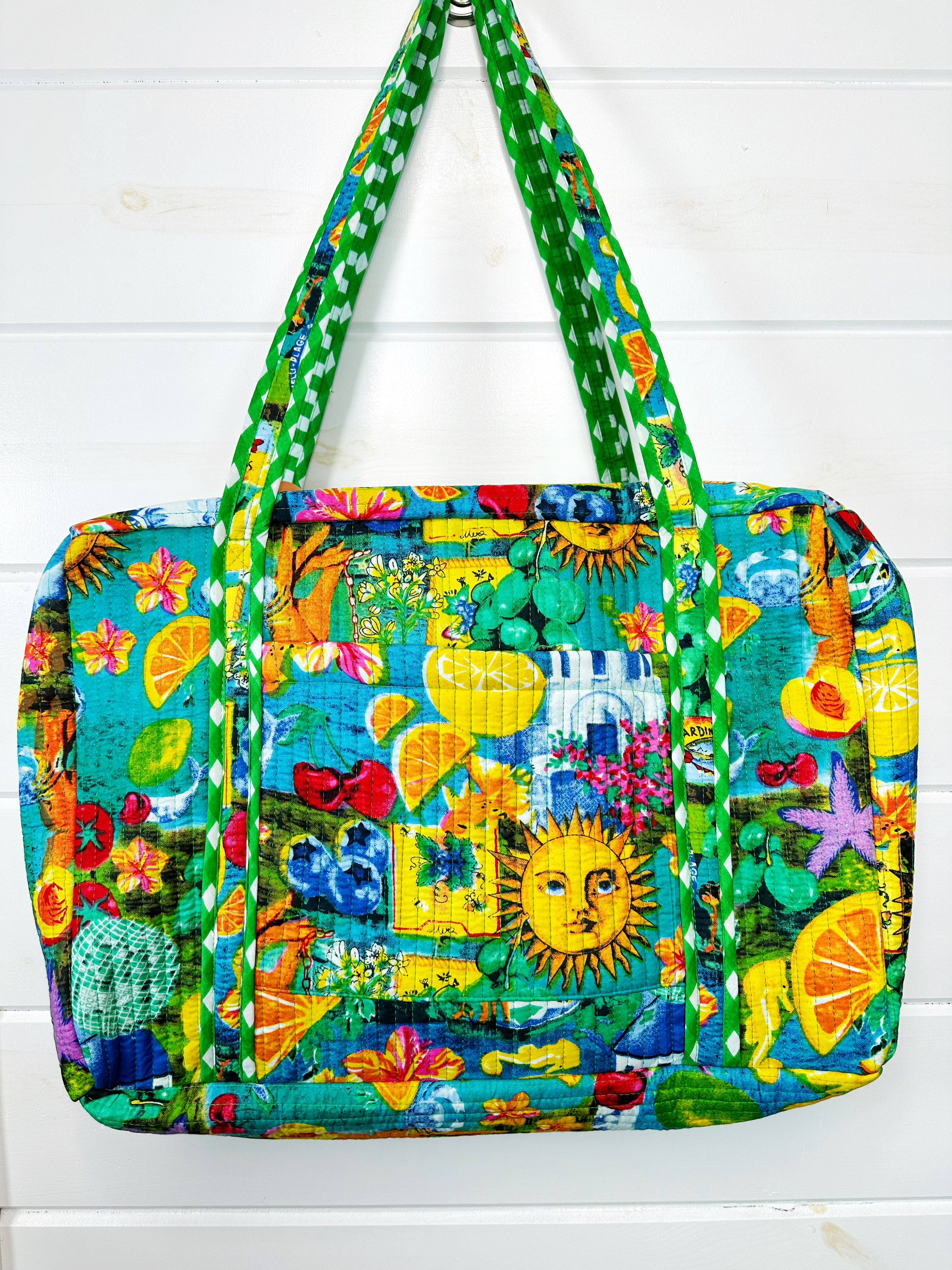 Santorini Vibes Quilted Weekender Overnight Bag