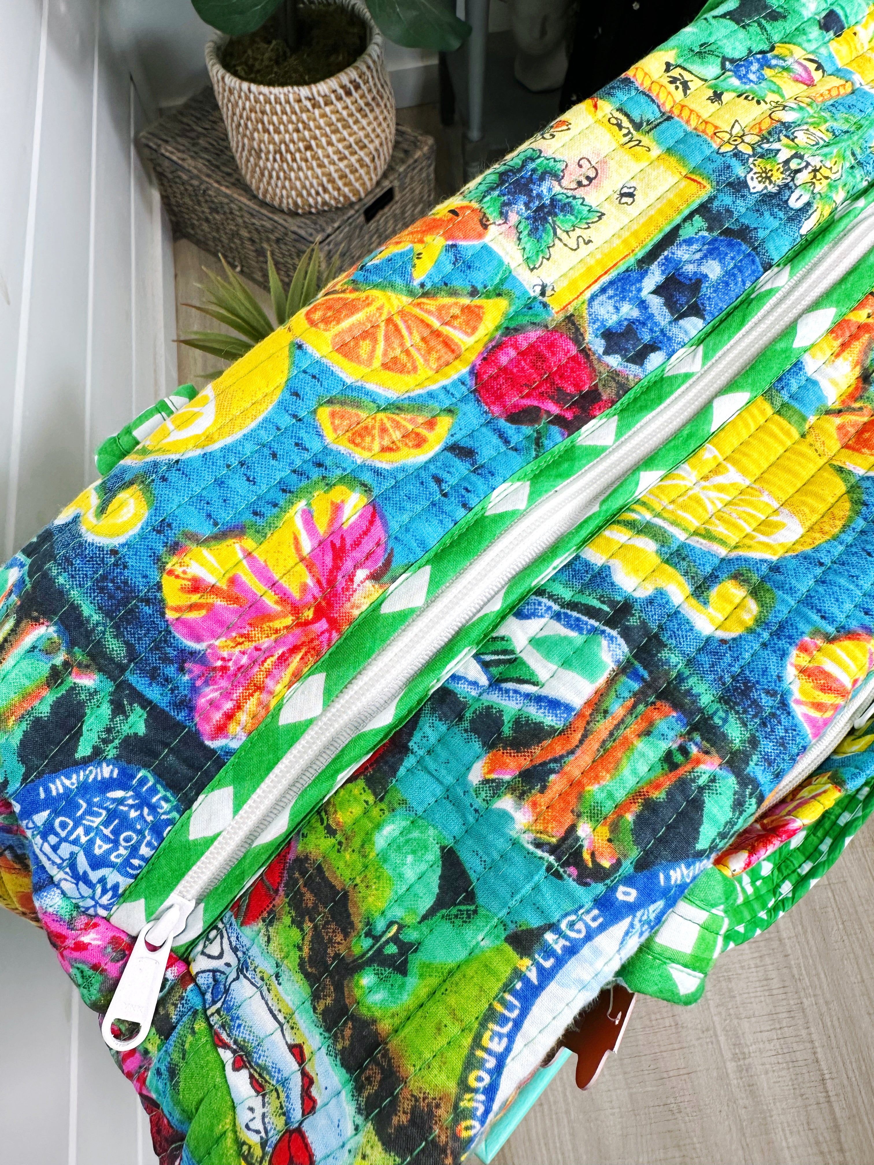Santorini Vibes Quilted Weekender Overnight Bag