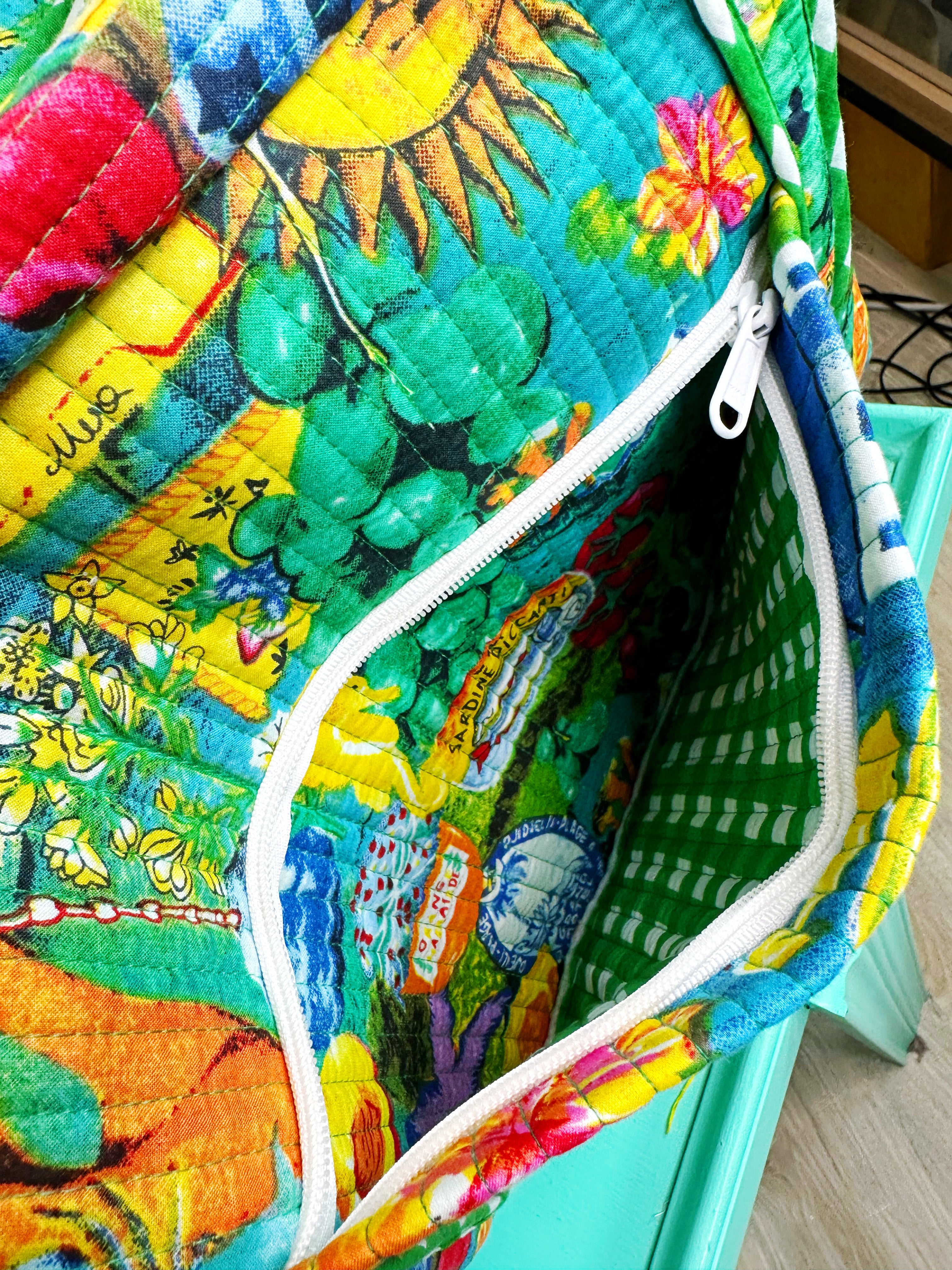 Santorini Vibes Quilted Weekender Overnight Bag
