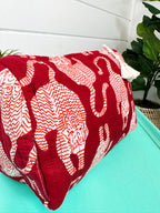 Merlot Tiger Print Quilted Makeup Cosmetics Toiletry Bag