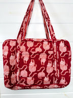 Merlot Tiger Print Quilted Weekender Overnight Bag