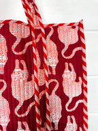 Merlot Tiger Print Quilted Cotton Reversible Large Tote Bag