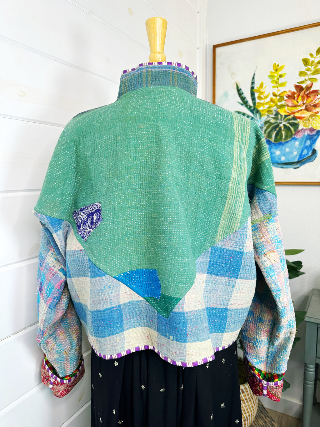 Boho Patchwork Kantha Jacket – Handmade Quilted & Reversible Blanket Coat