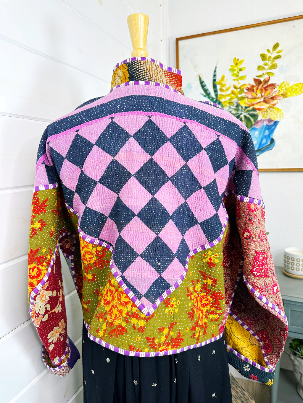 Boho Patchwork Kantha Jacket – Handmade Quilted & Reversible Blanket Coat