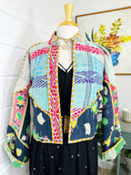 Boho Patchwork Kantha Jacket – Handmade Quilted & Reversible Blanket Coat
